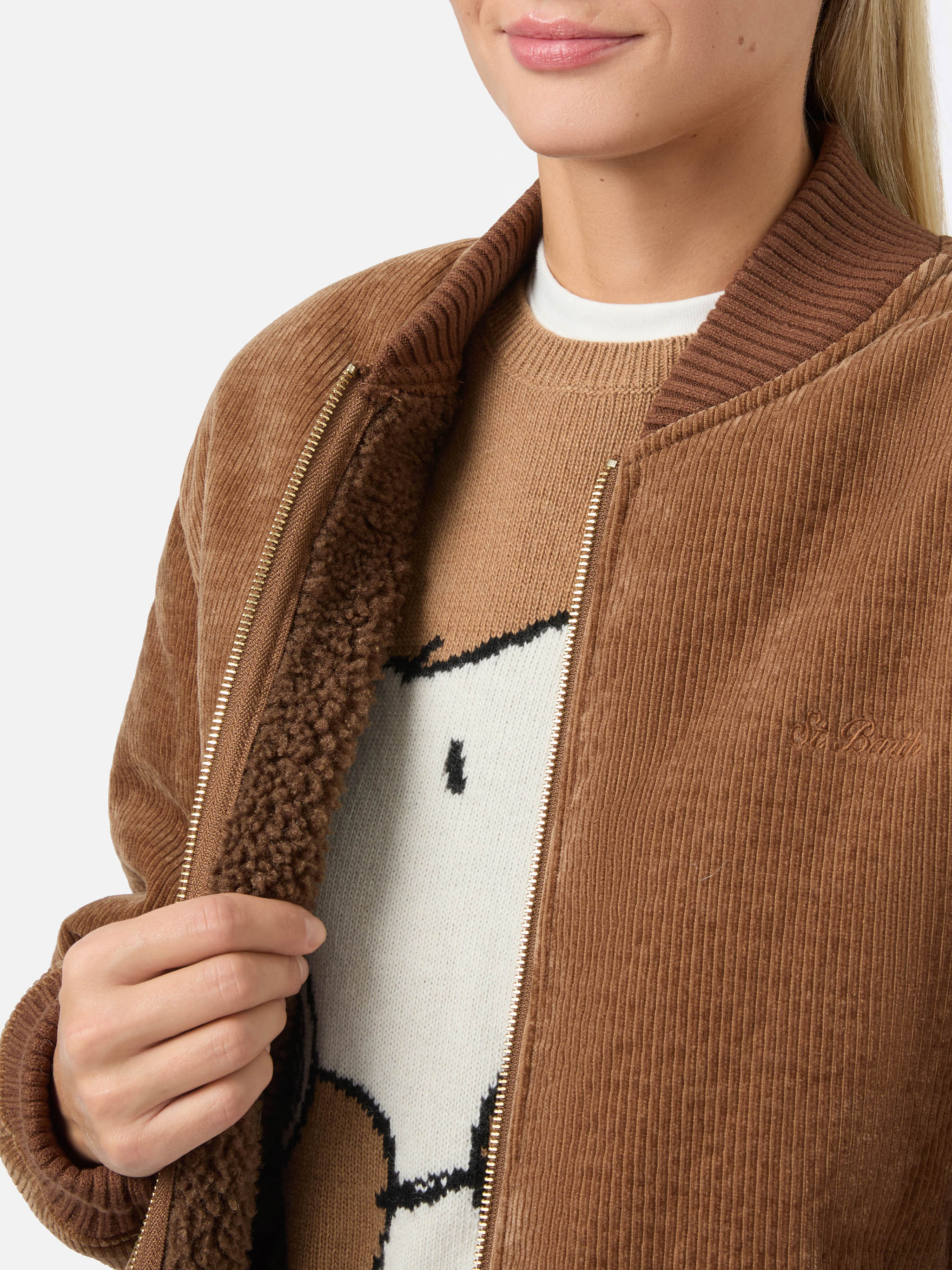 Celia Corduroy Bomber With Teddy Lining Brown Jacket