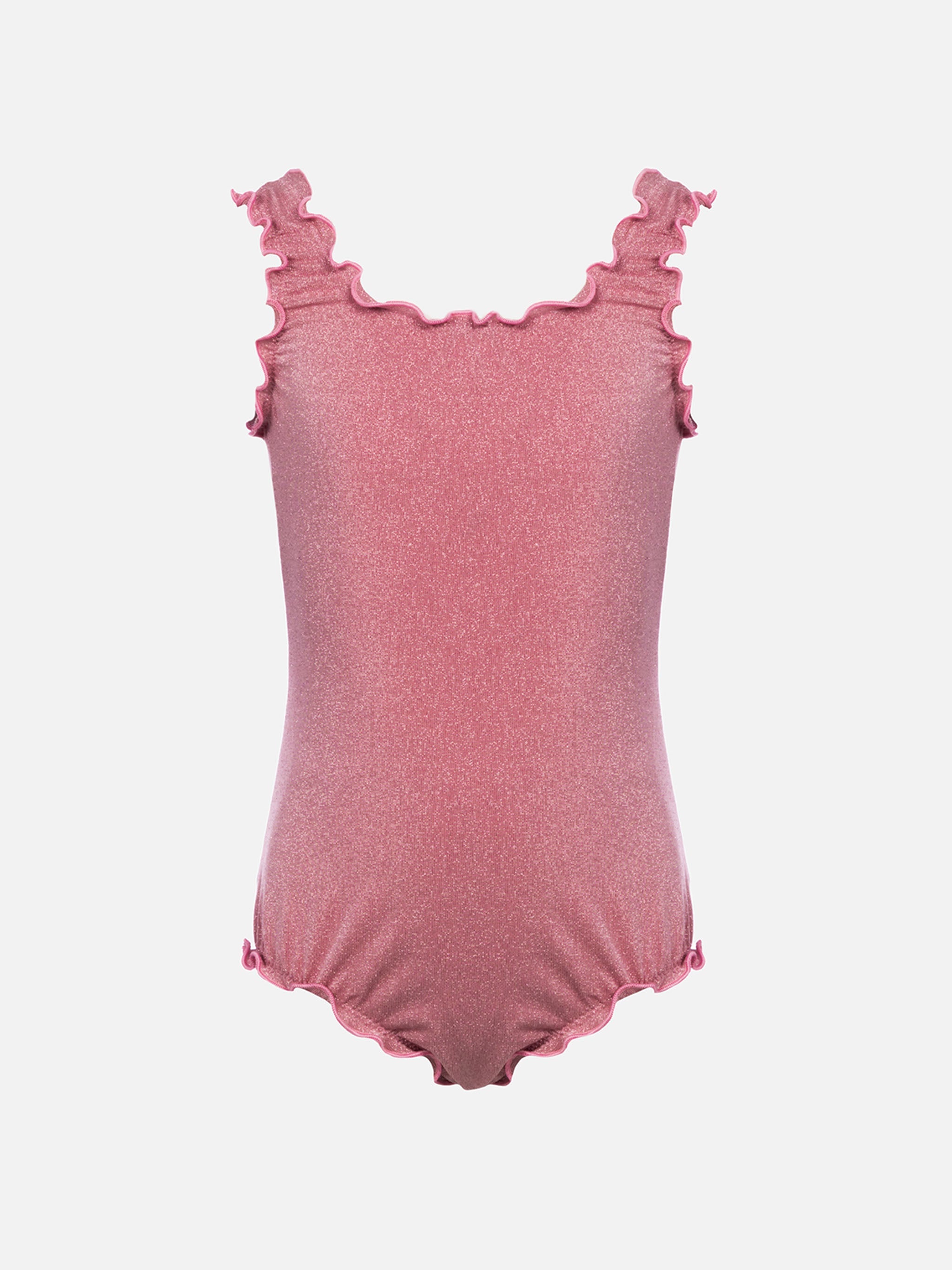 Clio Lurex One-Piece Swimsuit With Contrast Frill Pink One Piece