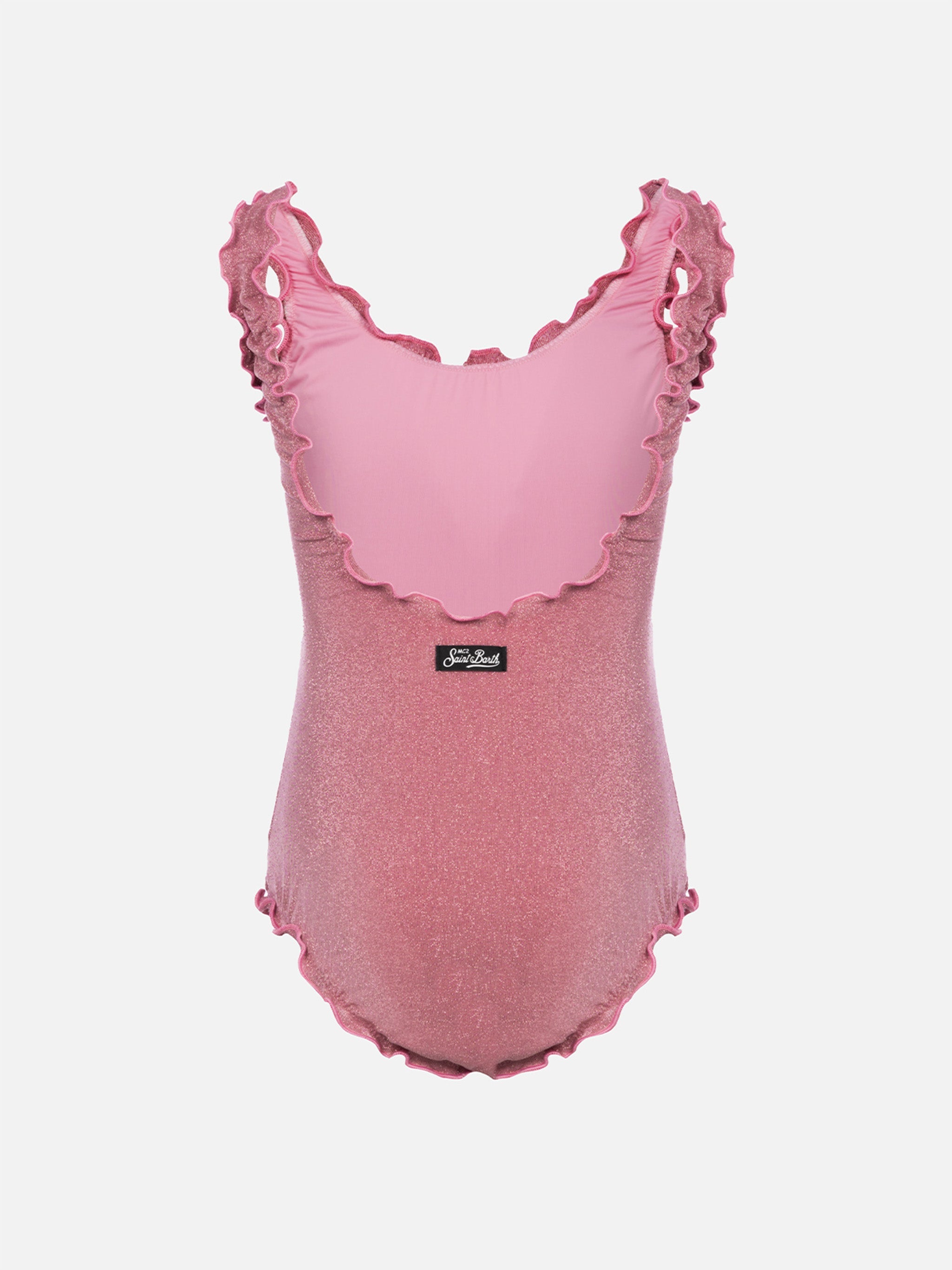 Clio Lurex One-Piece Swimsuit With Contrast Frill Pink One Piece