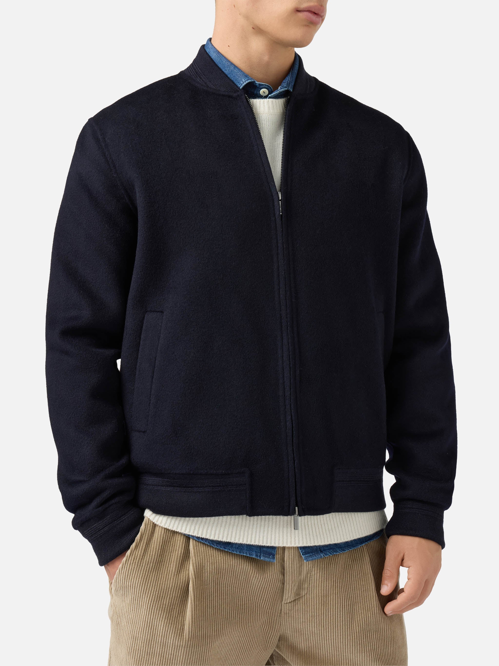 Unlined Camden Wool Bomber Blue Jacket