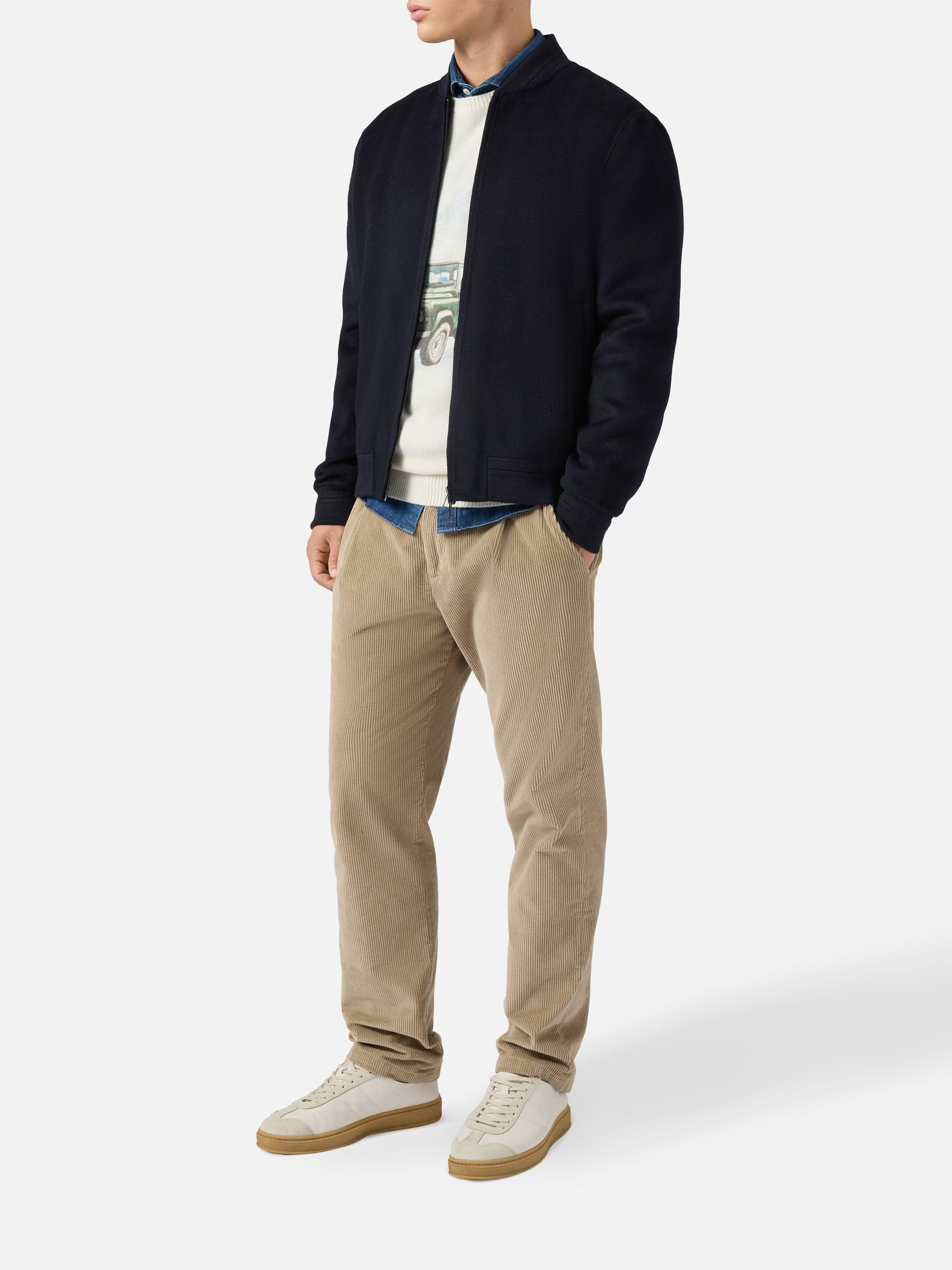 Unlined Camden Wool Bomber Blue Jacket
