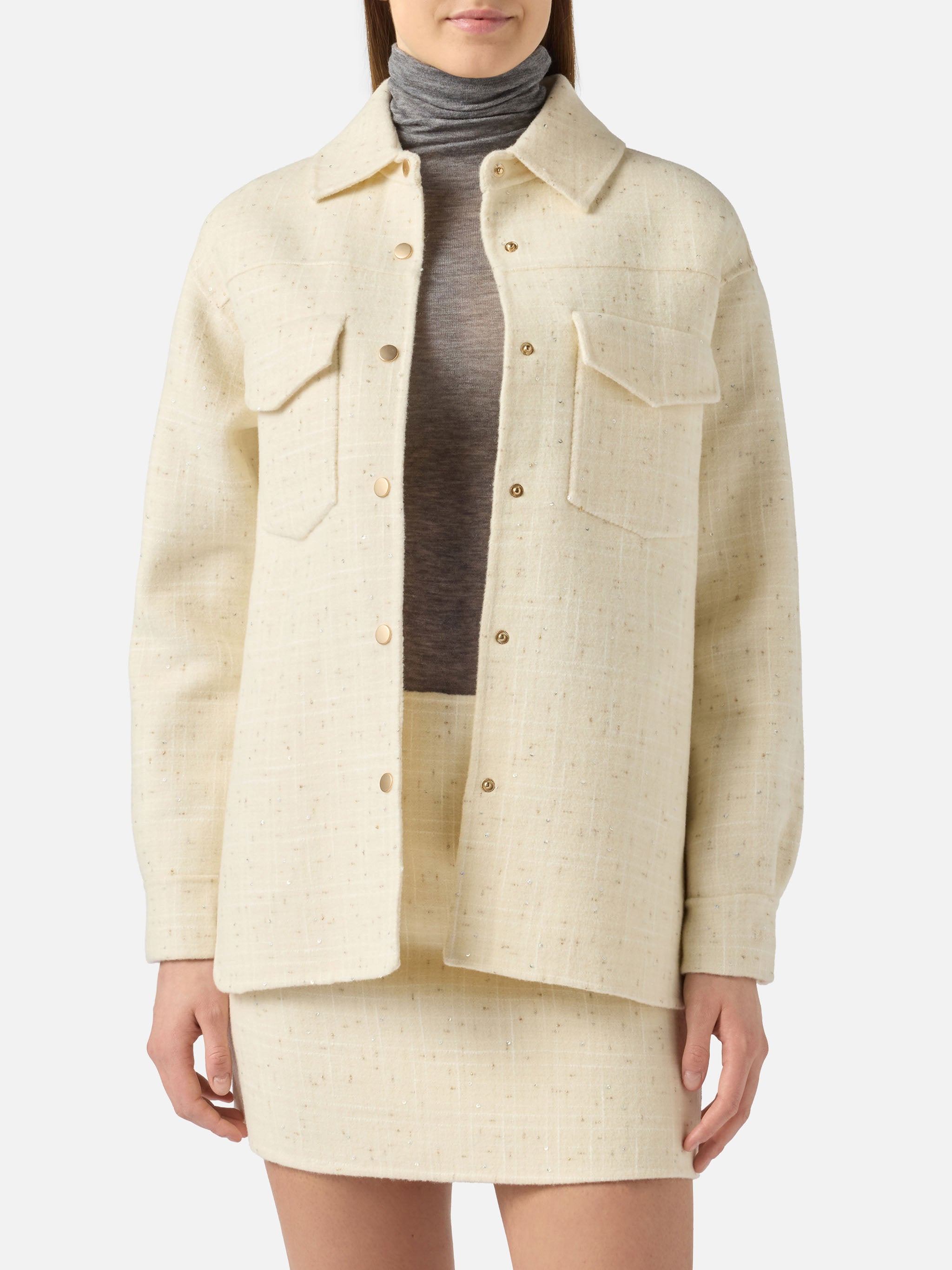 Chantel White Tweed Jacket With Sequins