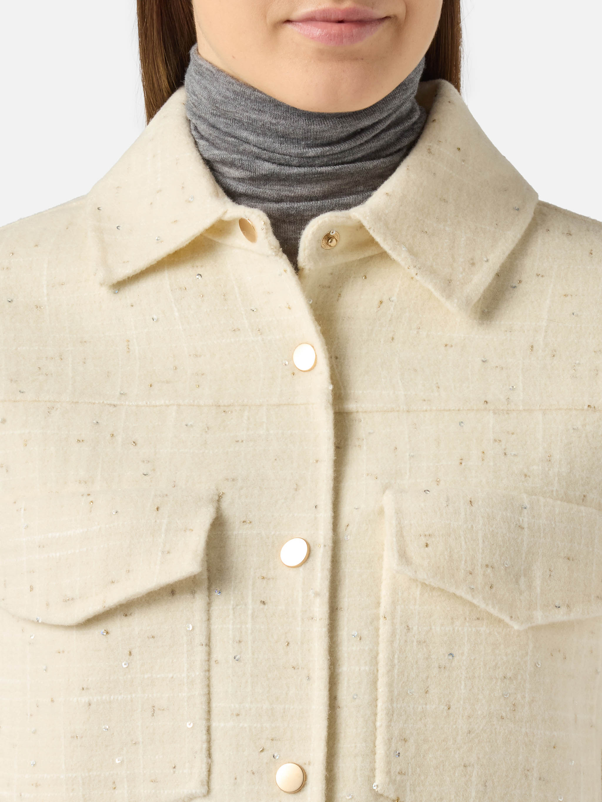 Chantel White Tweed Jacket With Sequins