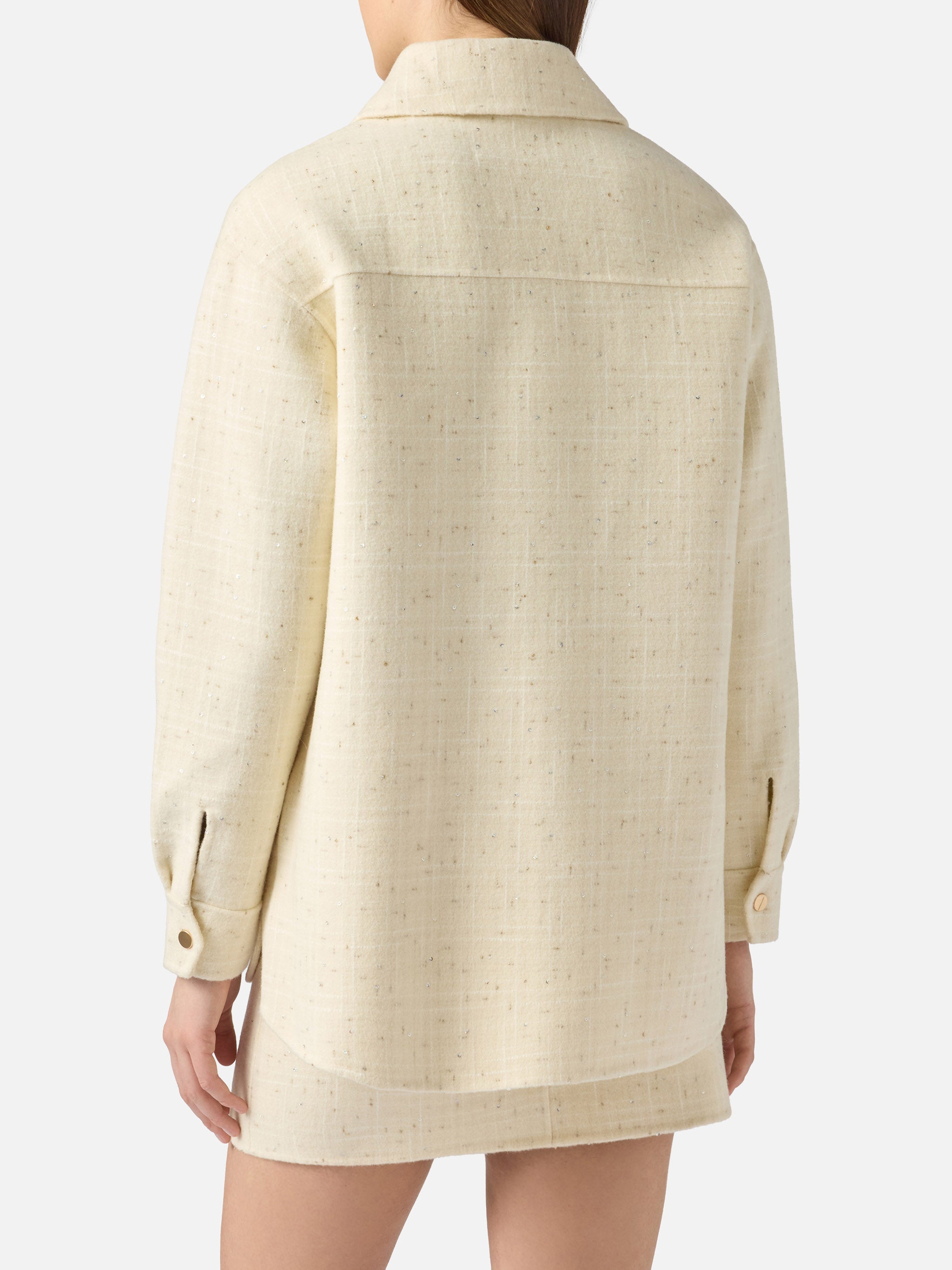 Chantel White Tweed Jacket With Sequins