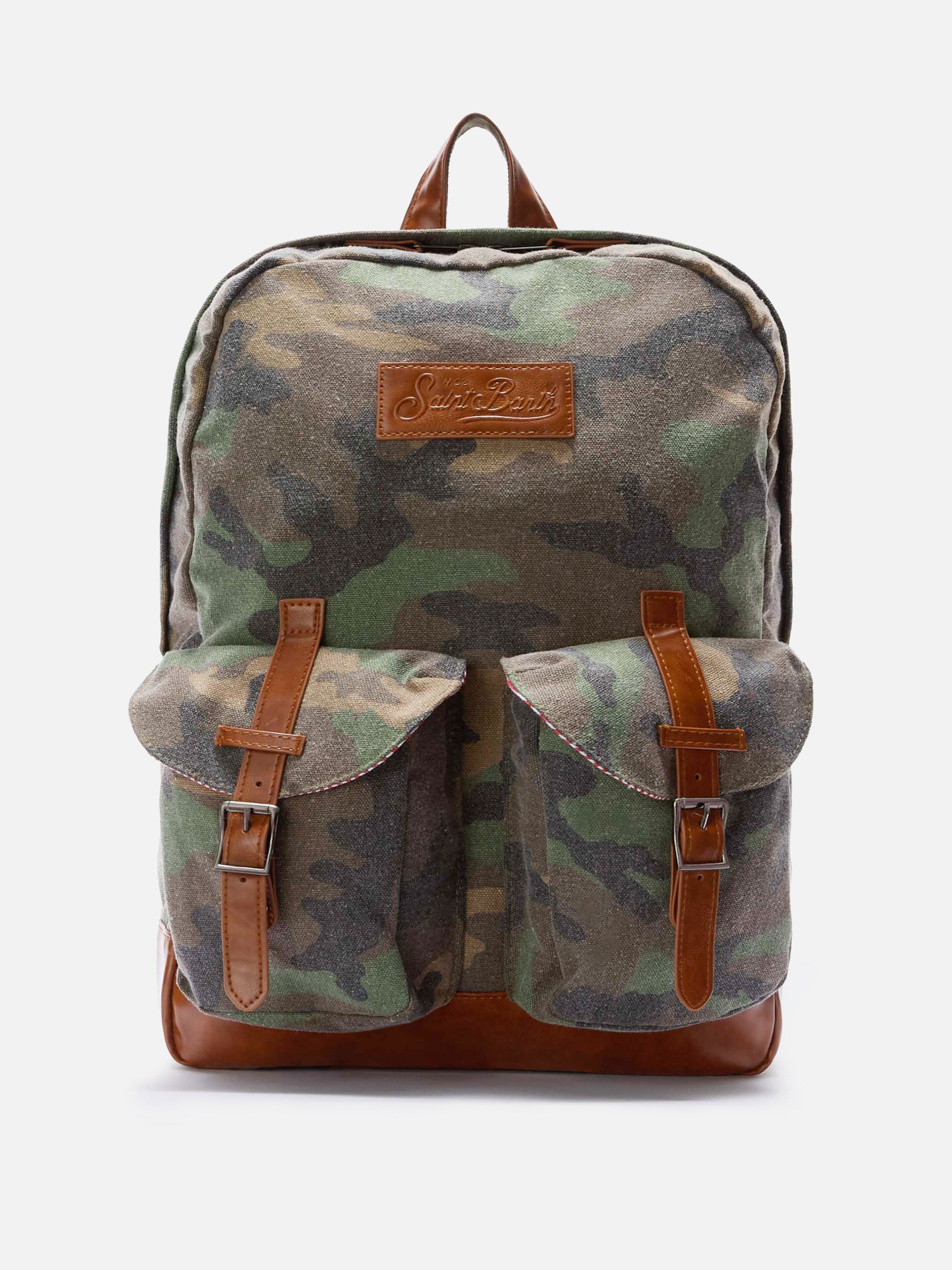 Cody Canvas Backpack With Camouflage Print Green
