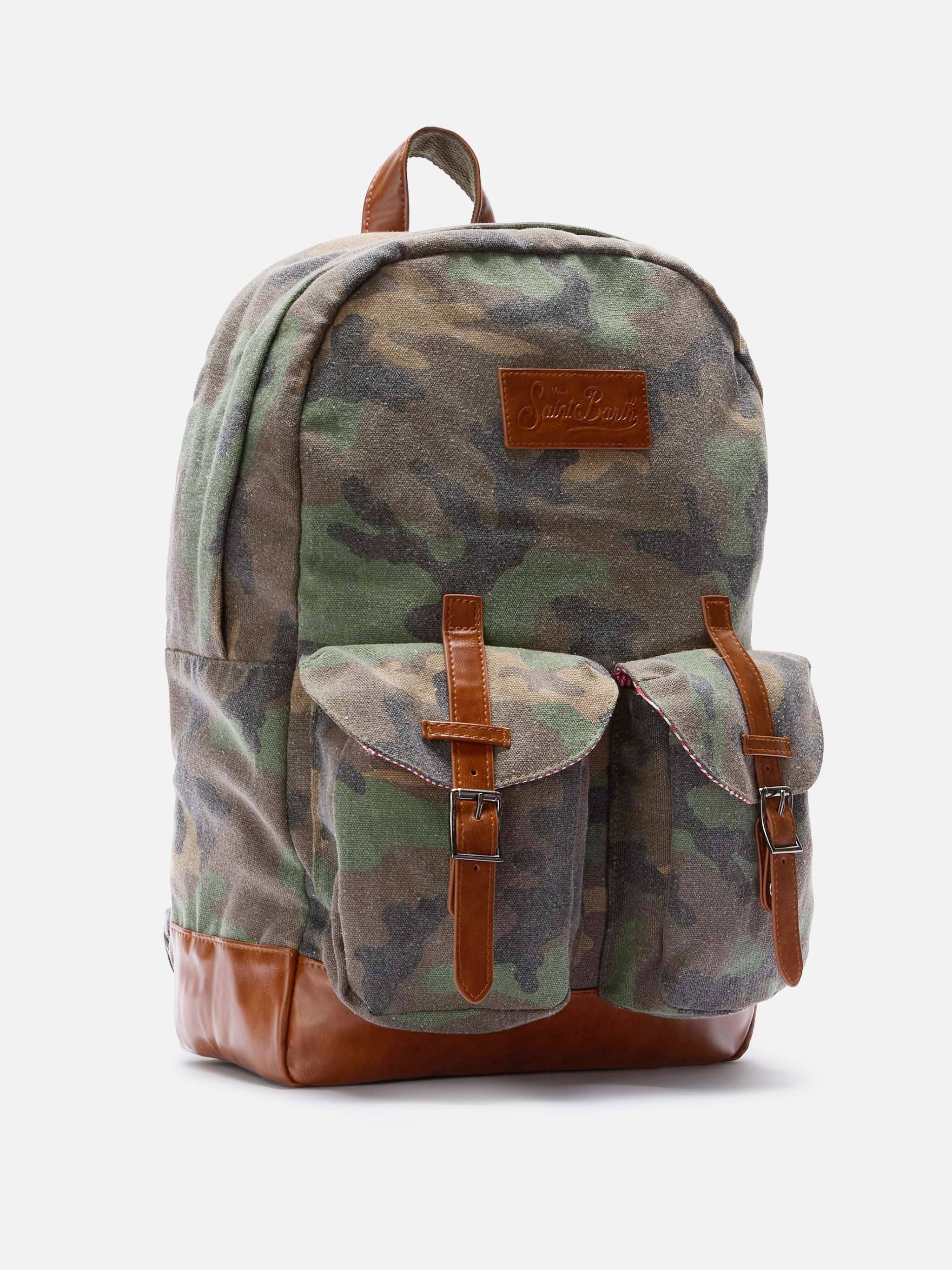 Cody Canvas Backpack With Camouflage Print Green