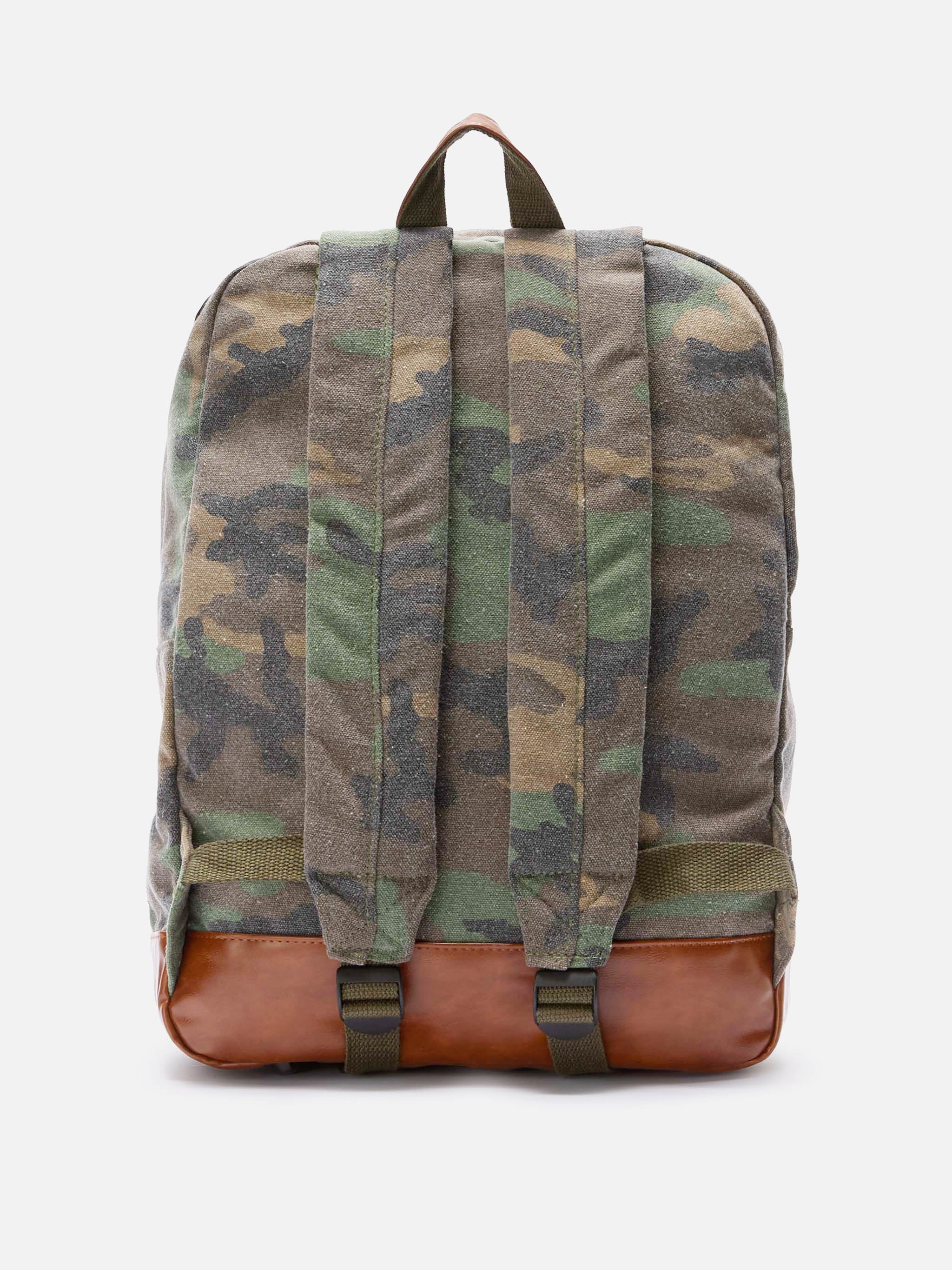 Cody Canvas Backpack With Camouflage Print Green