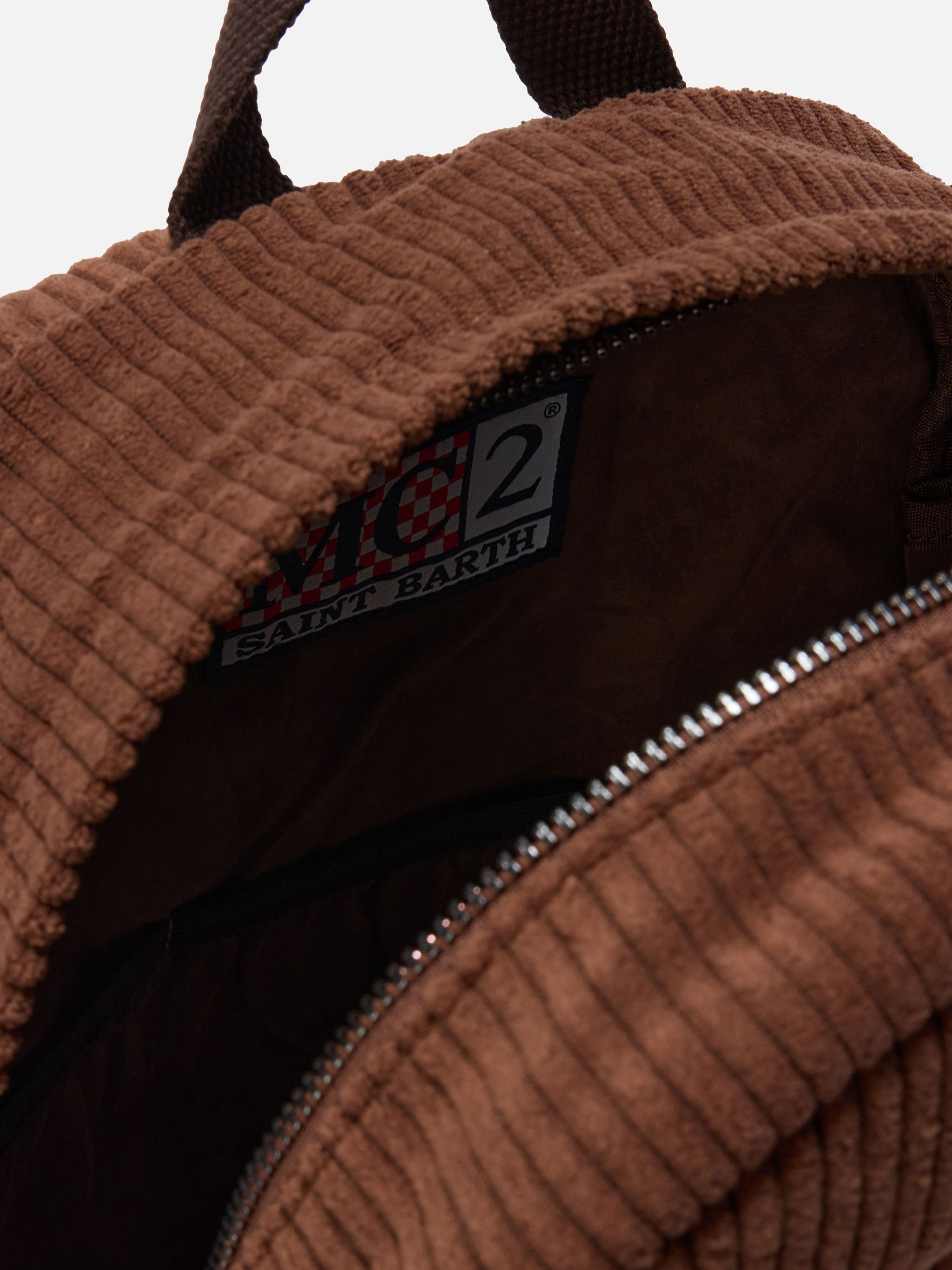 Cody Corduroy Backpack Wool Blend Brown With Leather Details