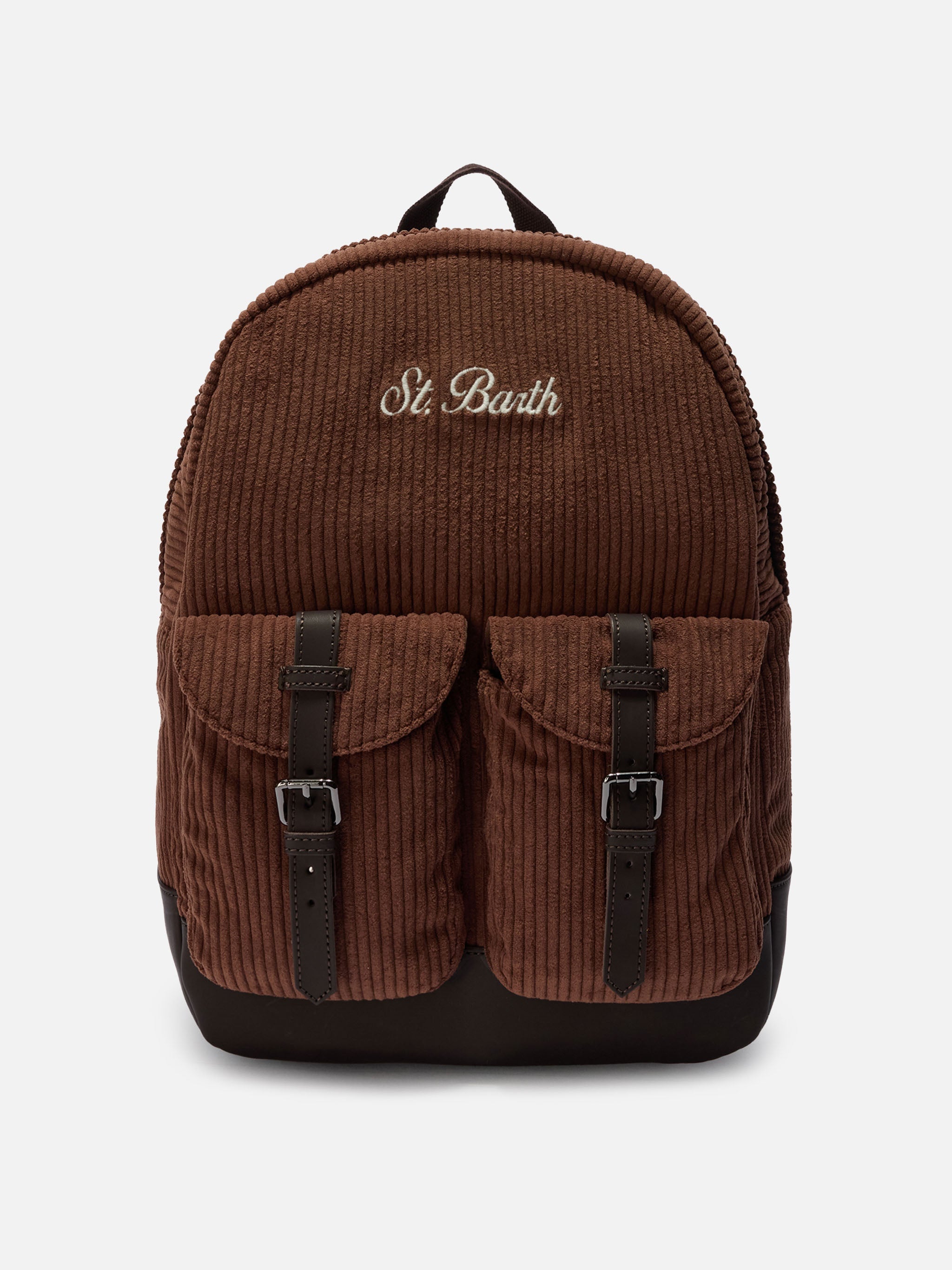 Cody Corduroy Backpack Wool Blend Brown With Leather Details