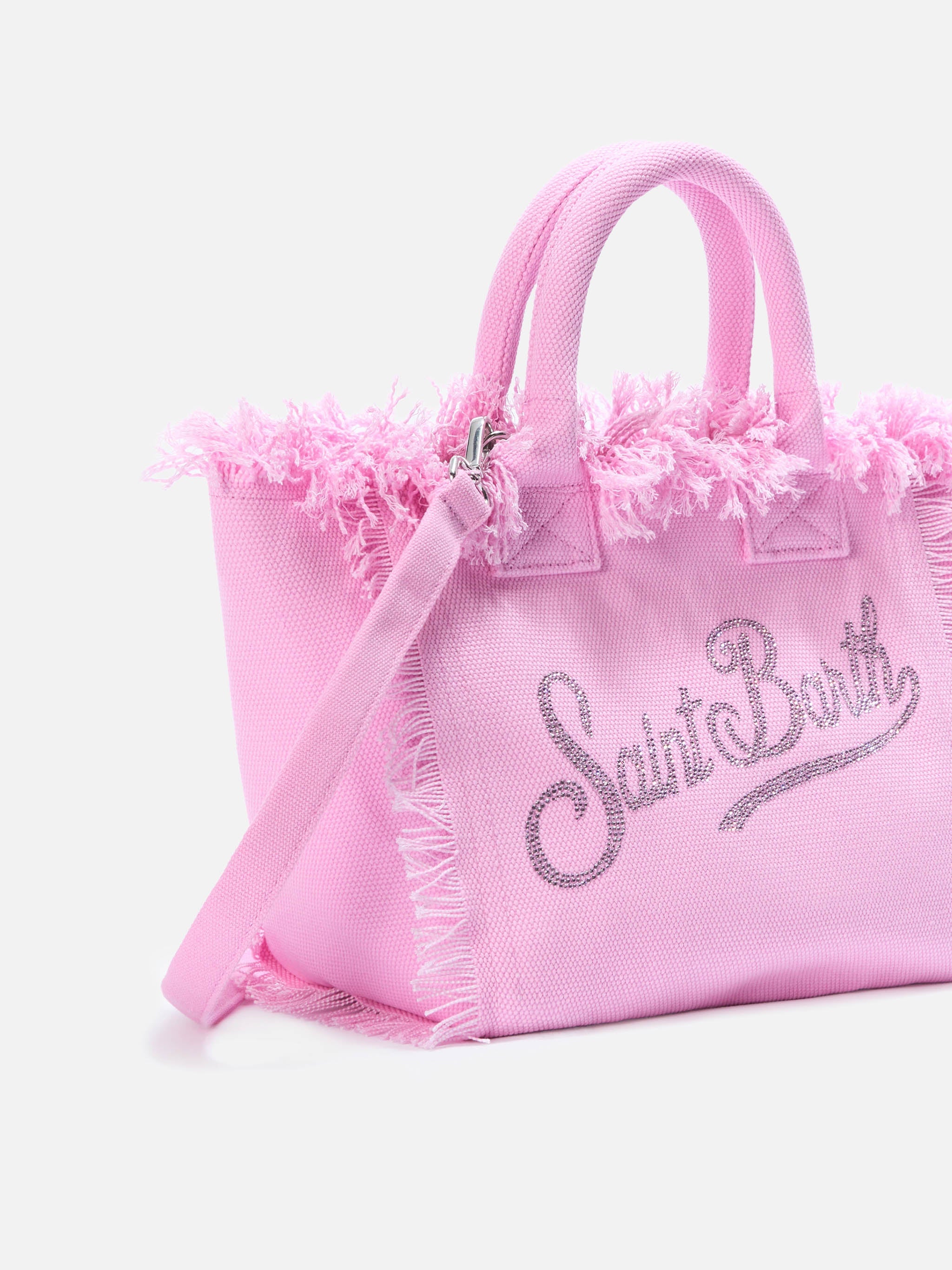 Pink Canvas Colette Bag With Rhinestone Logo