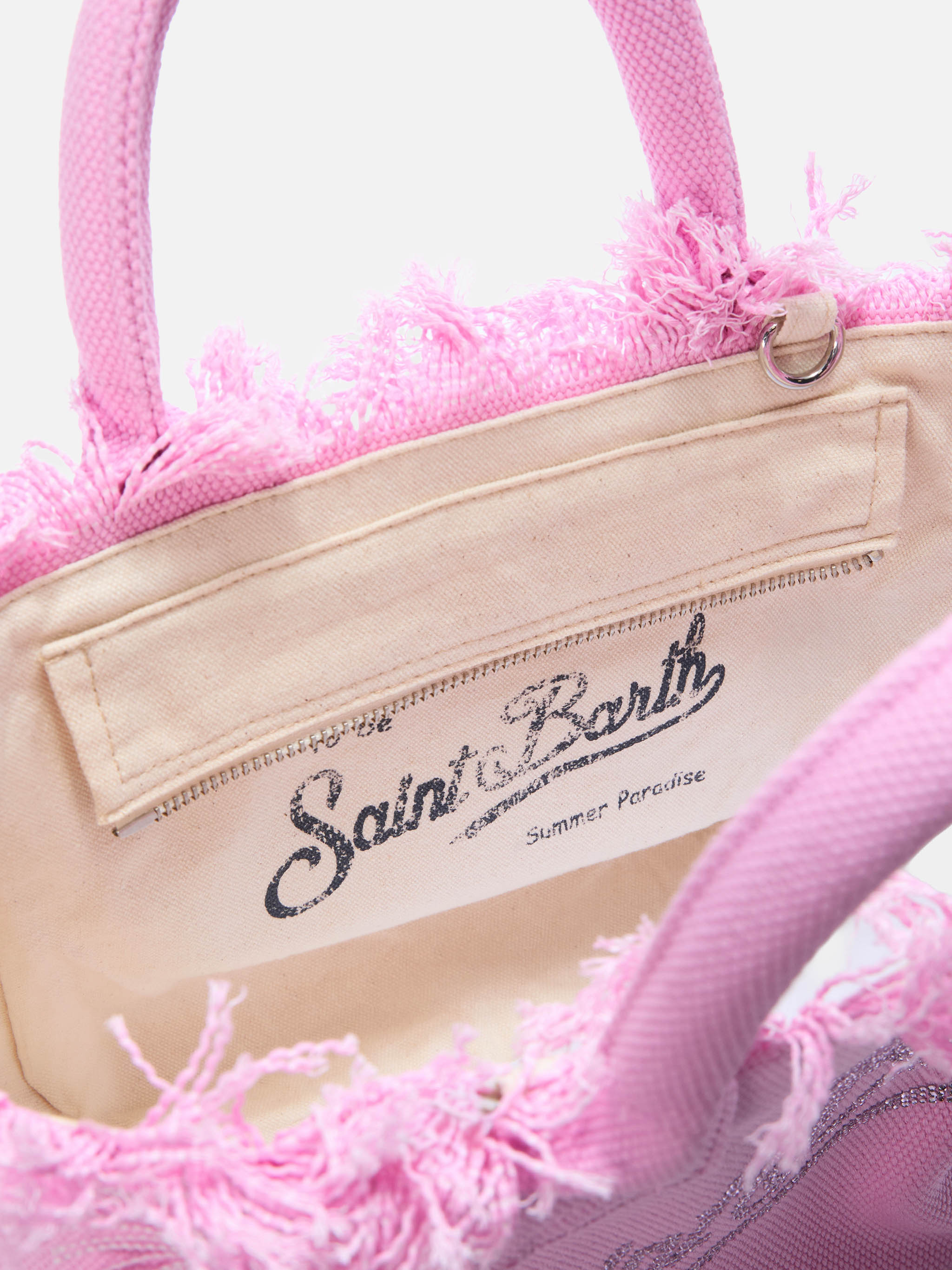 Pink Canvas Colette Bag With Rhinestone Logo