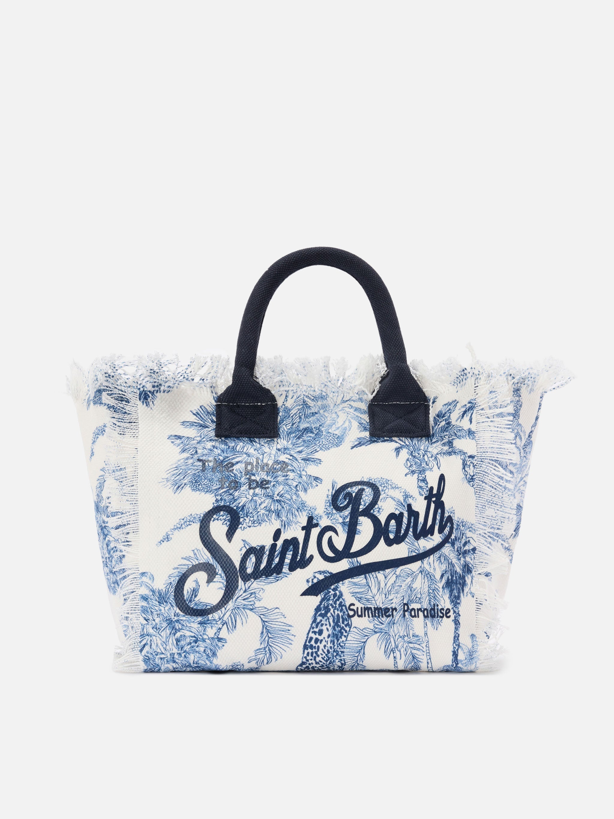 Colette Canvas Bag With Blue Toile De Jouy Print White