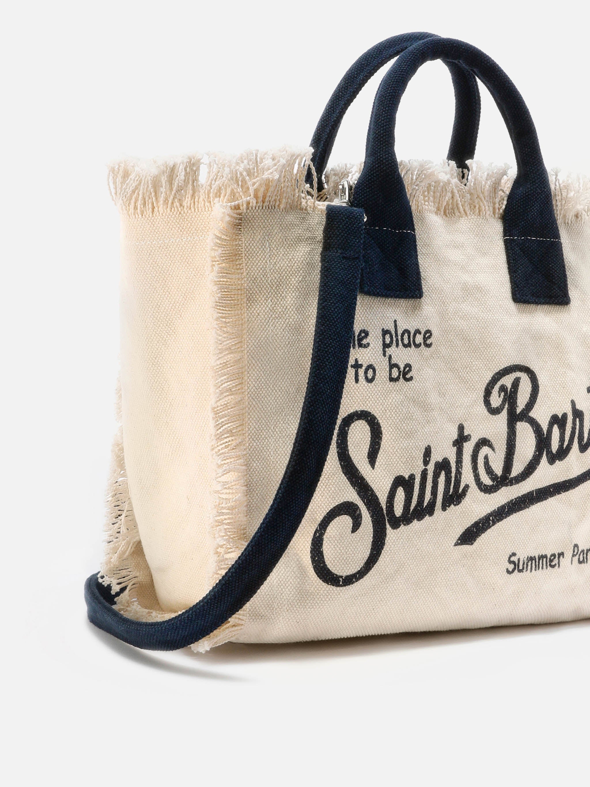 White Canvas Colette Bag With Fringes