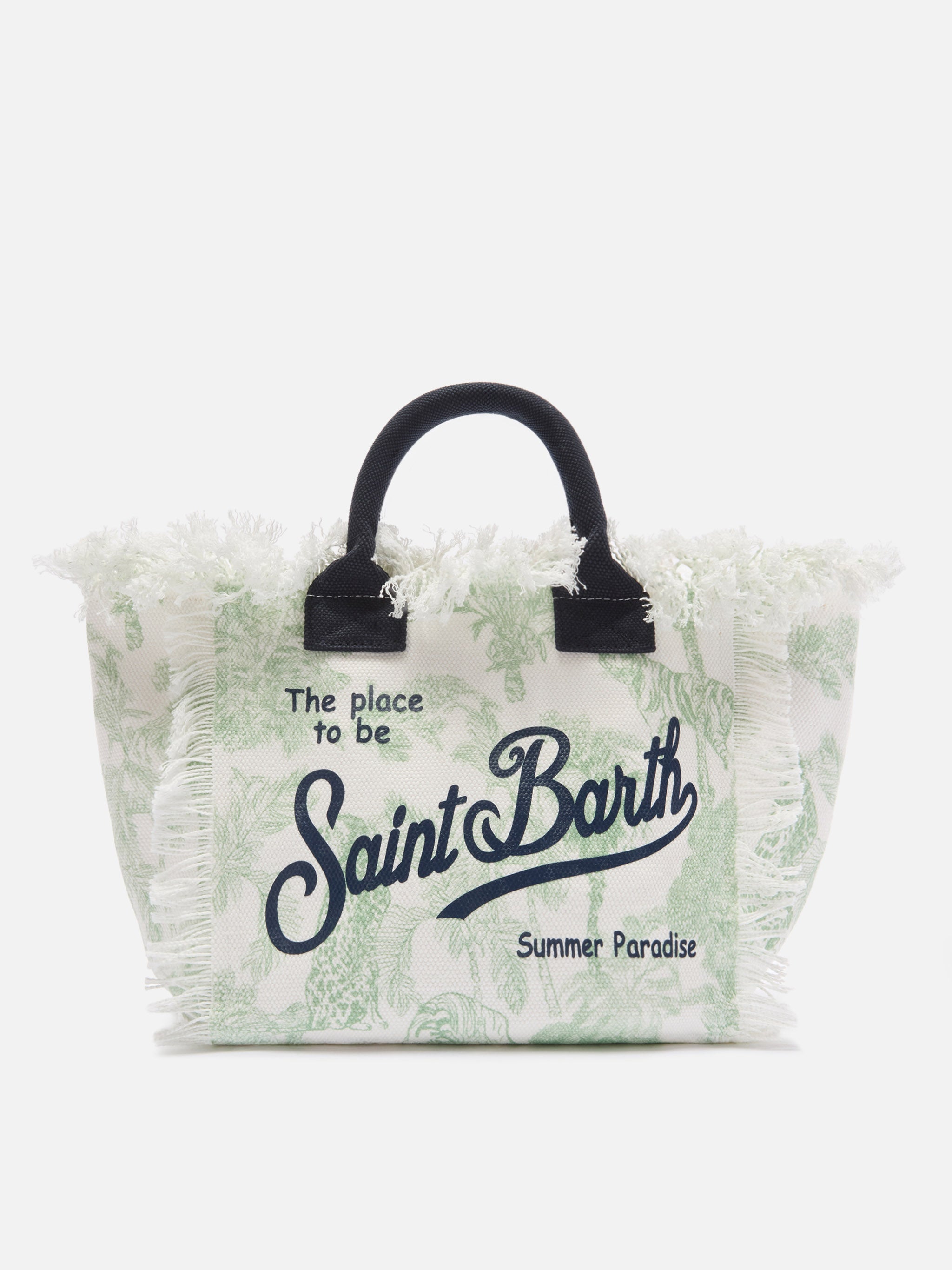 Colette Canvas Bag With Green Toile De Jouy Print