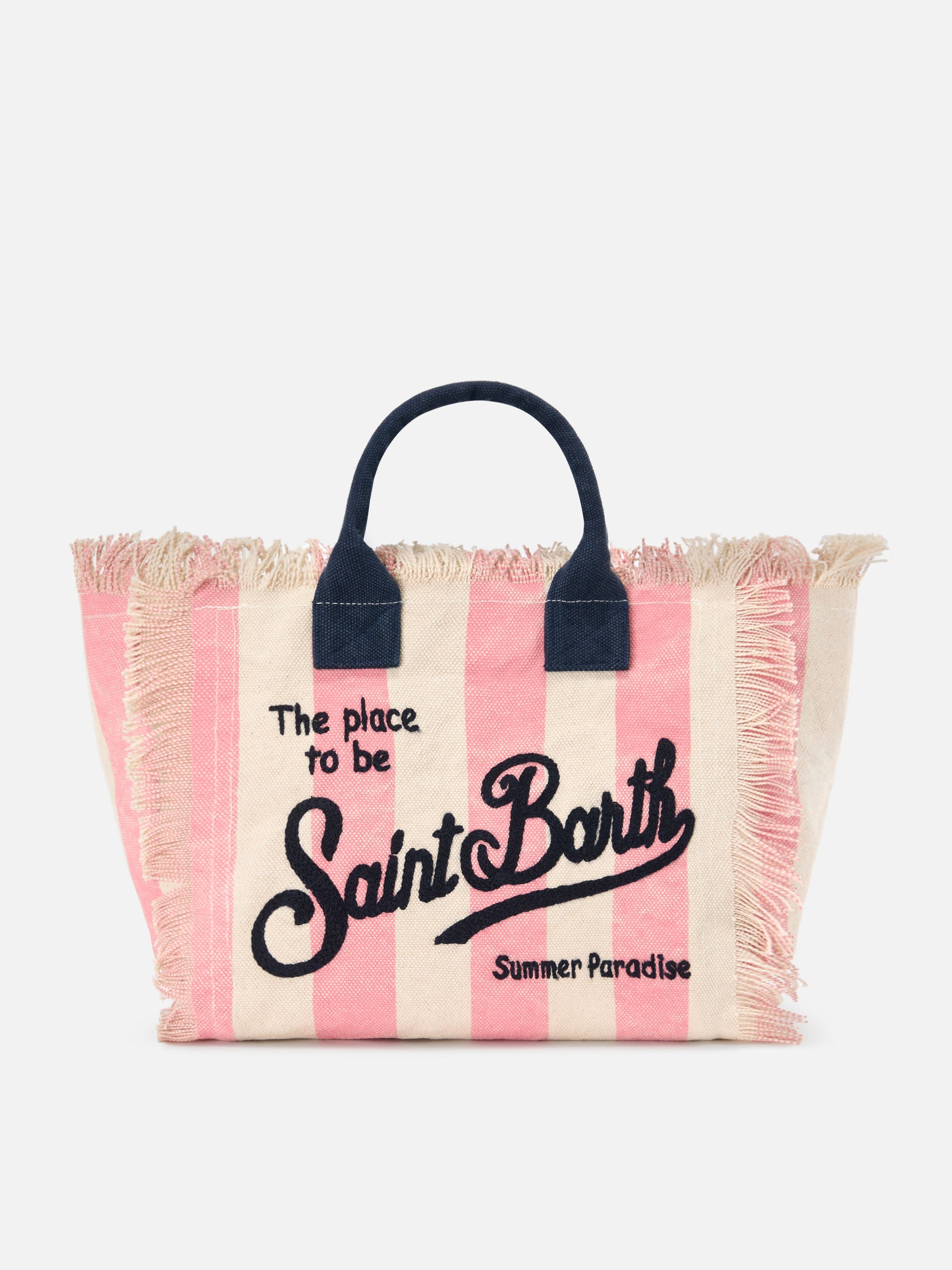 Colette Canvas Bag With Pink Stripes