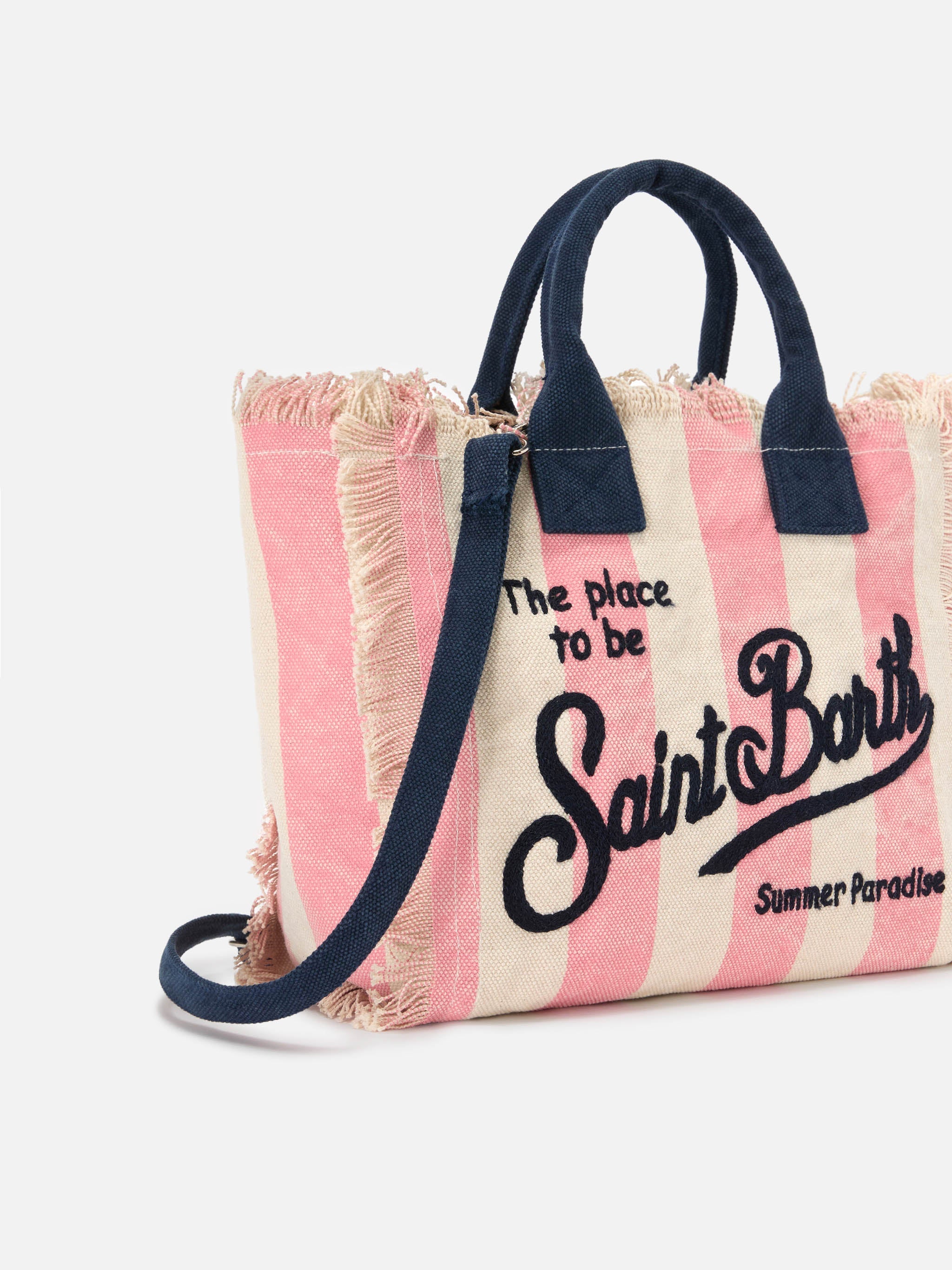 Colette Canvas Bag With Pink Stripes