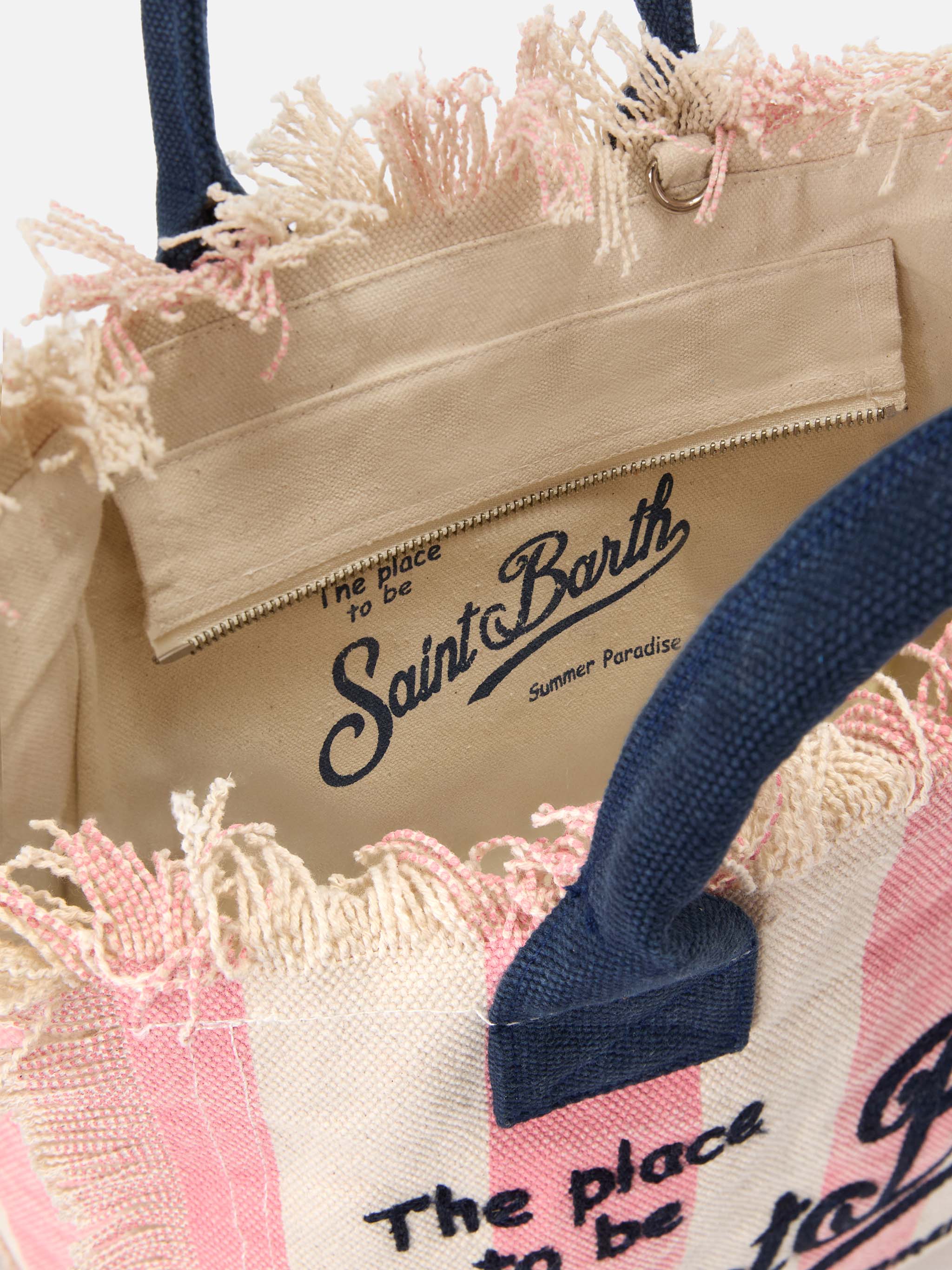 Colette Canvas Bag With Pink Stripes