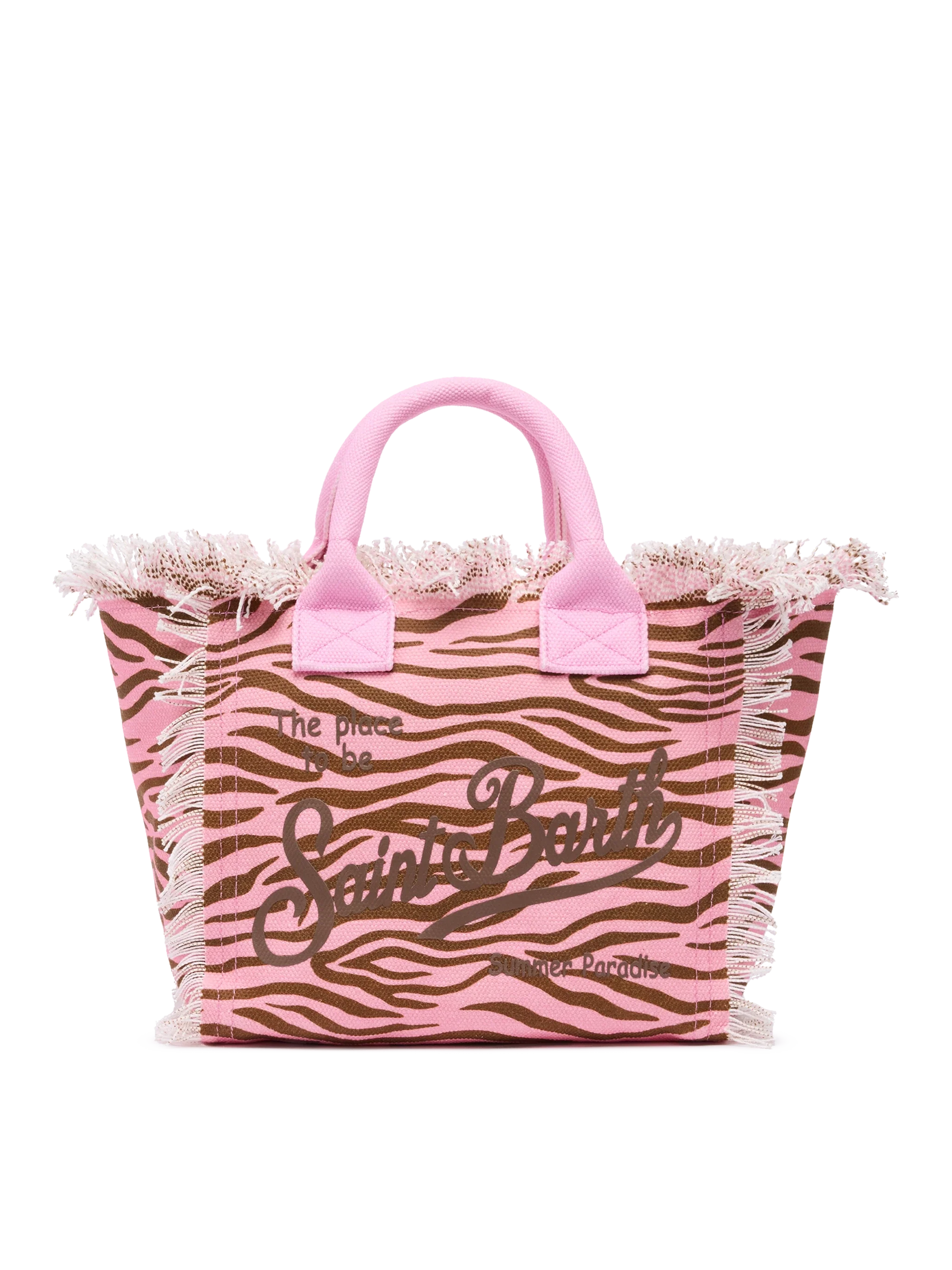 Colette Cotton Canvas Handbag With Zebra Print Pink Bag