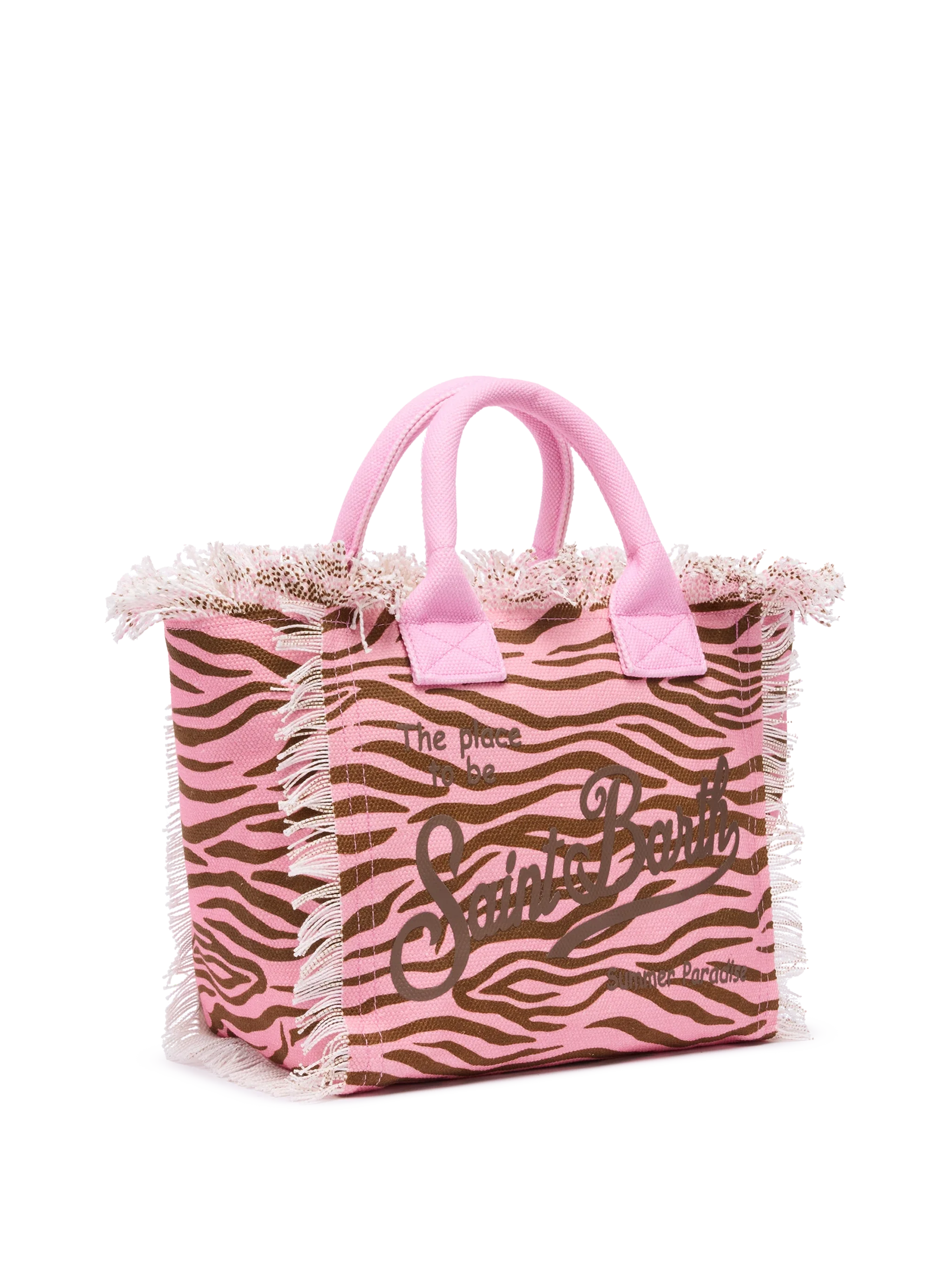 Colette Cotton Canvas Handbag With Zebra Print Pink Bag