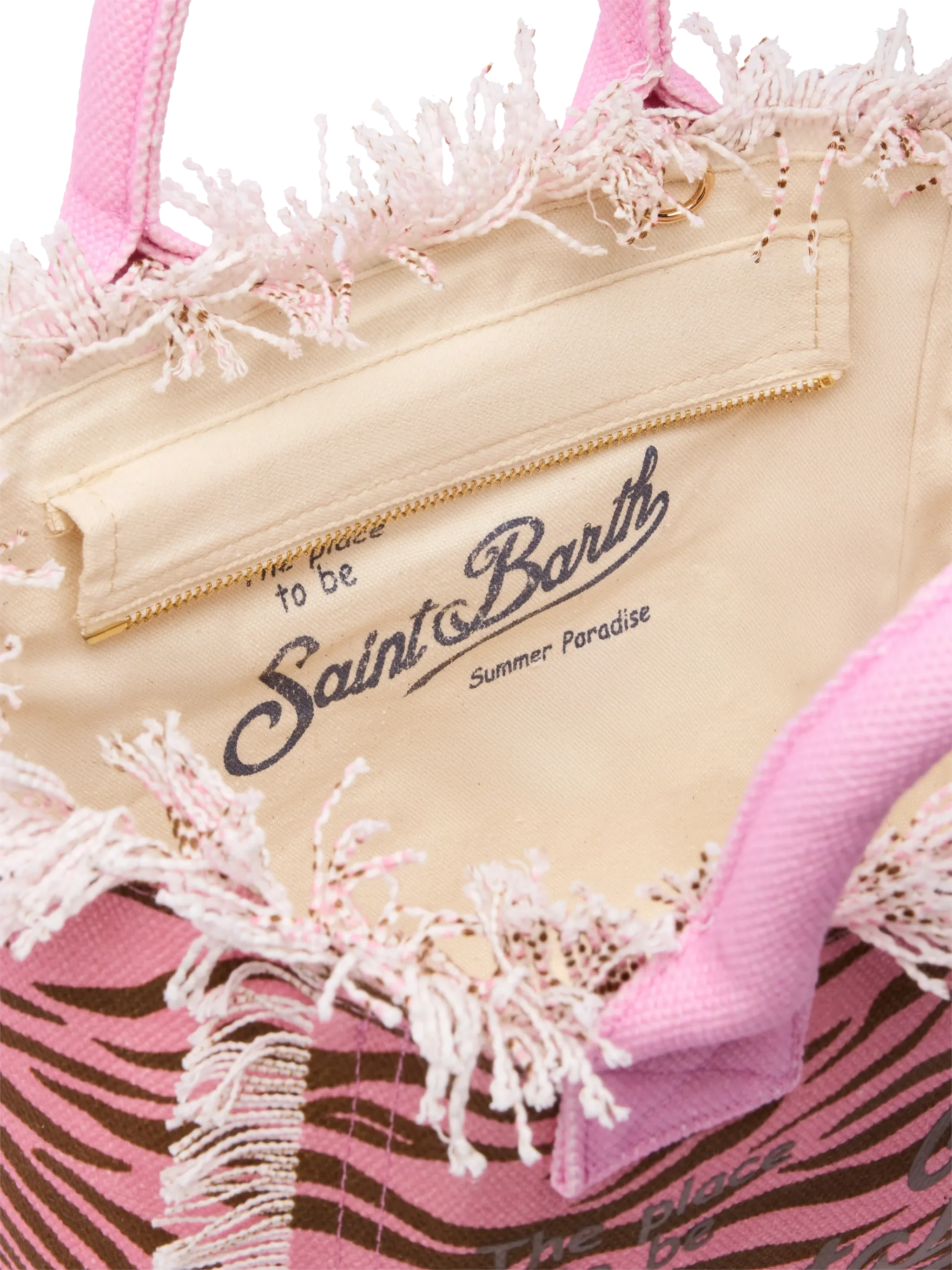 Colette Cotton Canvas Handbag With Zebra Print Pink Bag