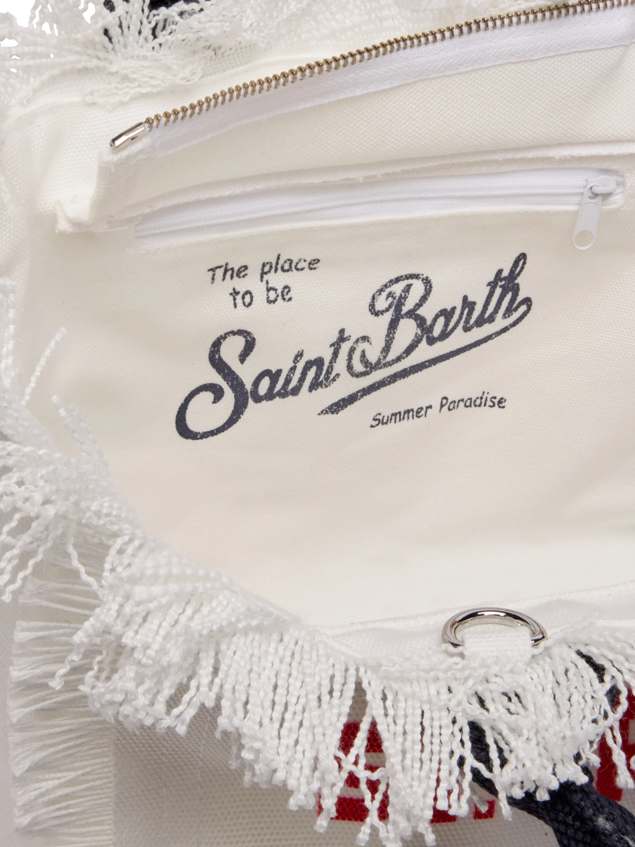 Colette Cotton Canvas Handbag With St. Tropez Postcard Print White Bag