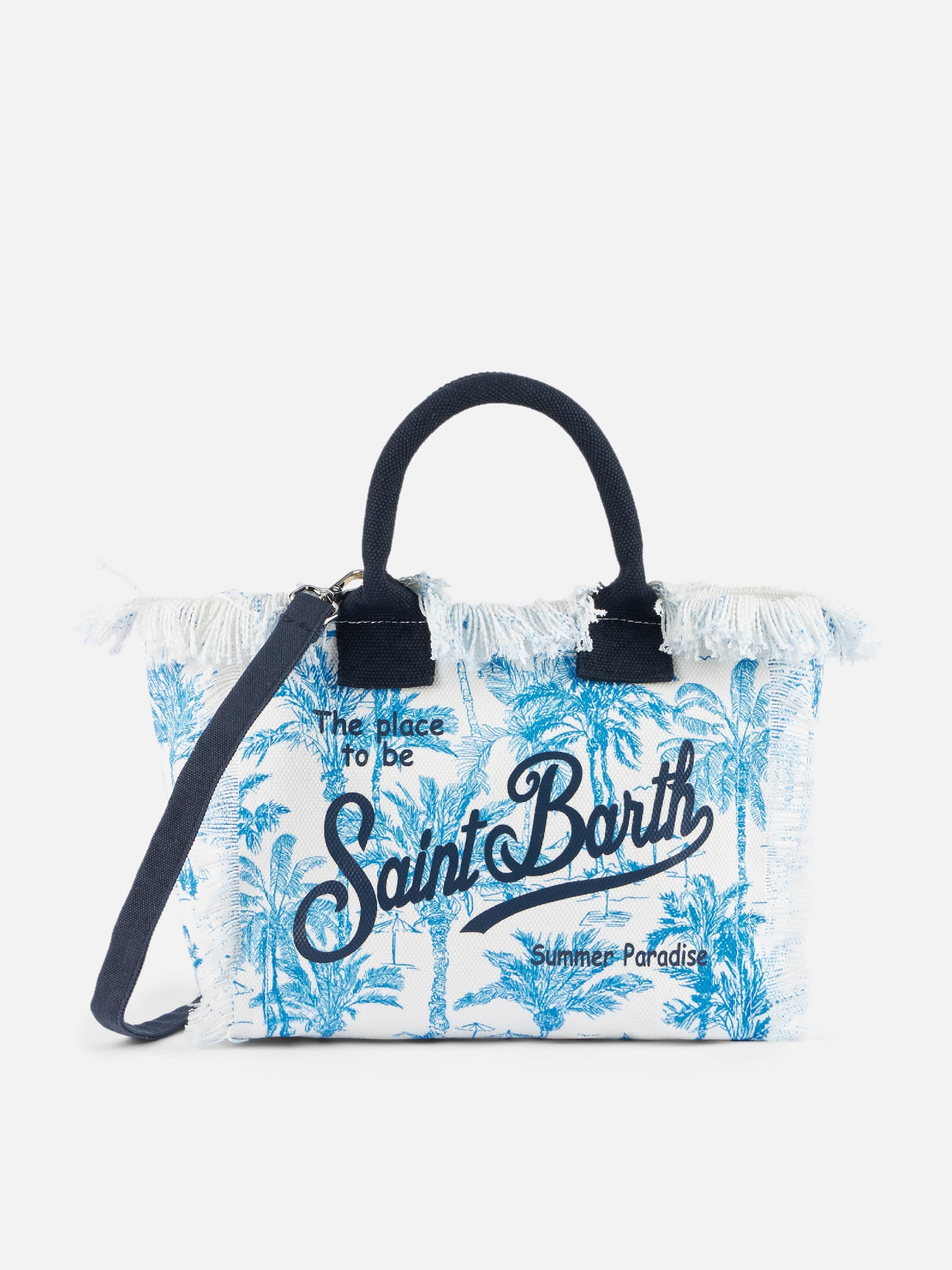 Colette Cotton Canvas Handbag With Toile De Jouy Print Blue Bag
