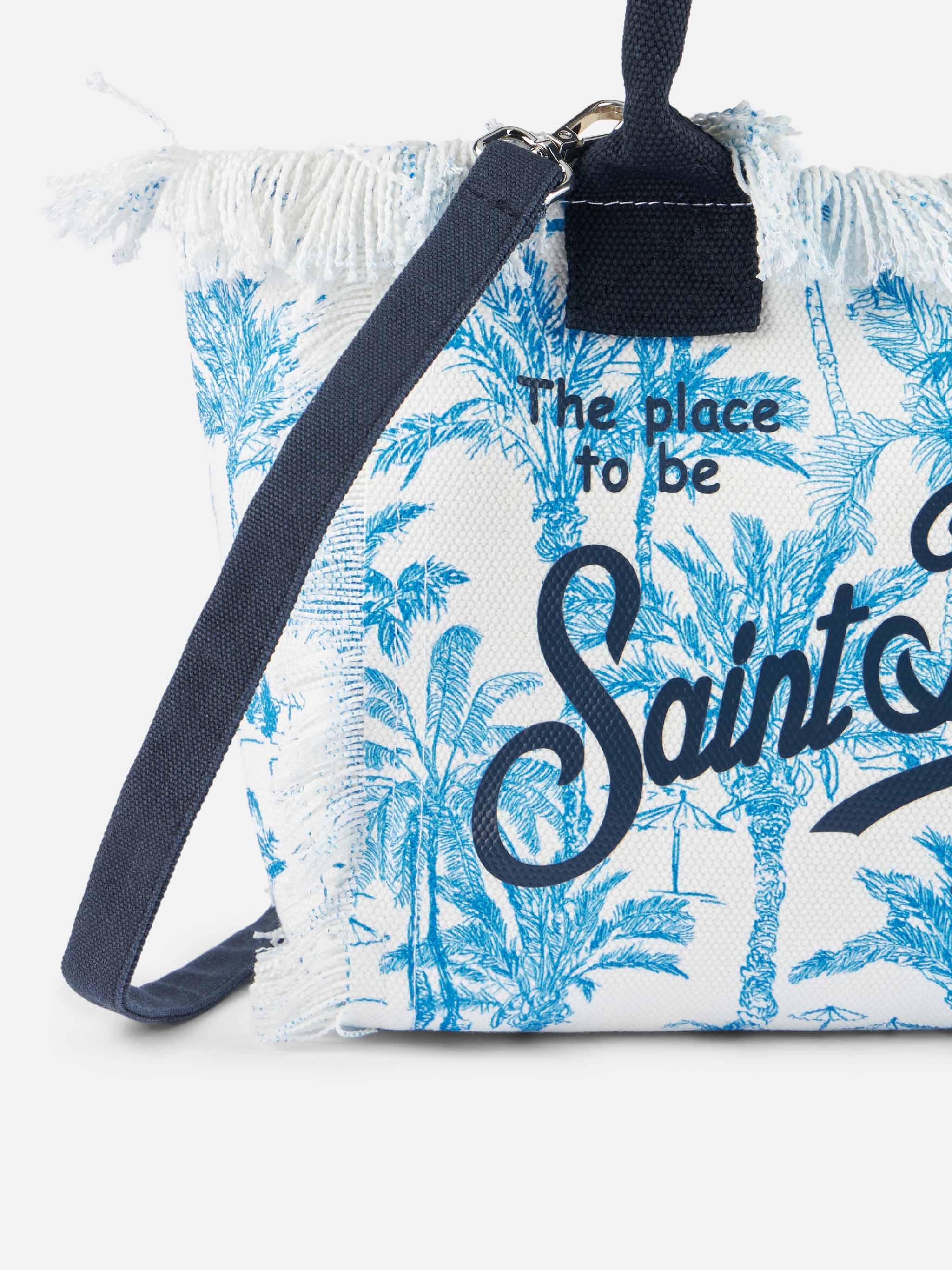 Colette Cotton Canvas Handbag With Toile De Jouy Print Blue Bag