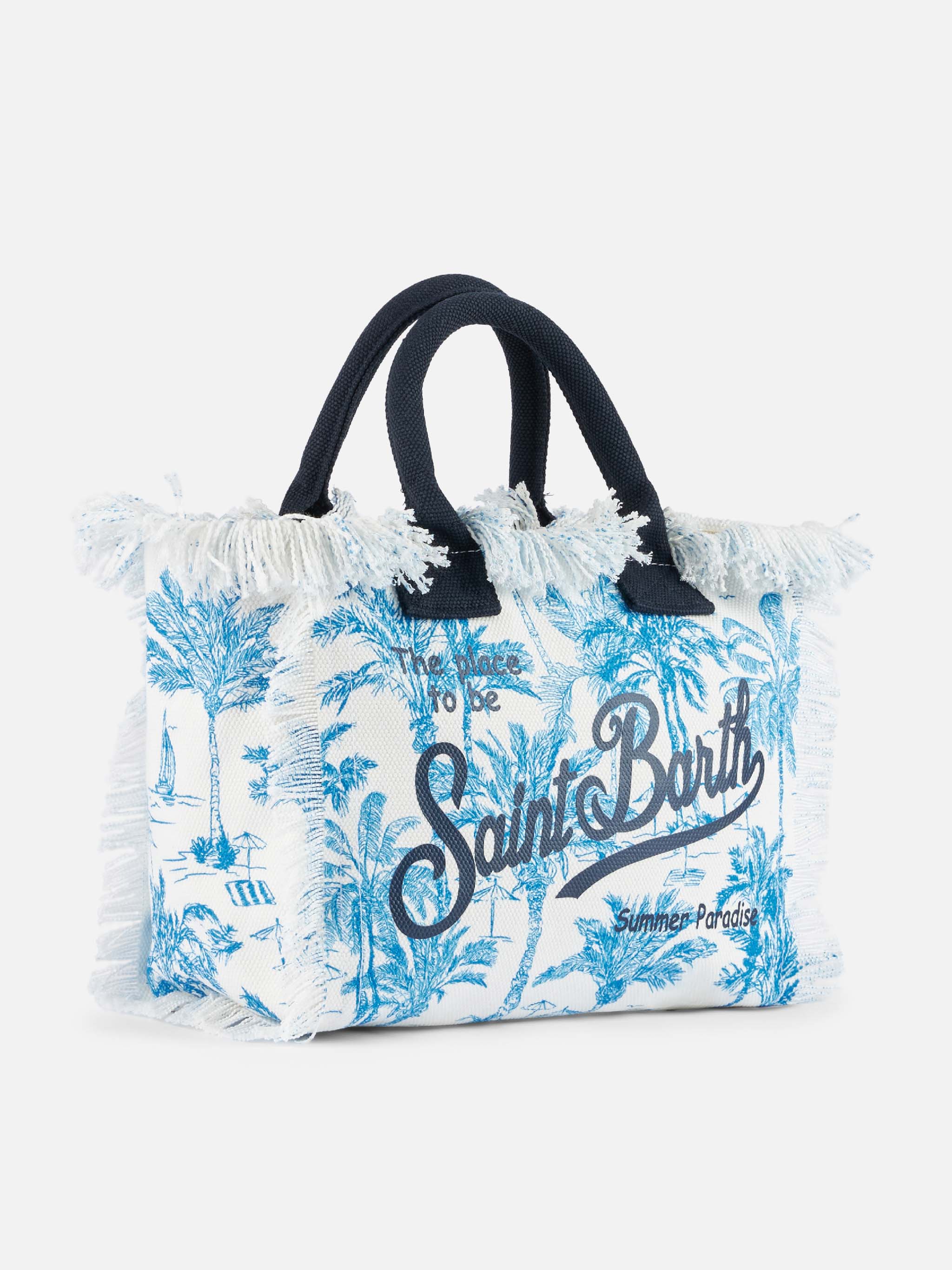 Colette Cotton Canvas Handbag With Toile De Jouy Print Blue Bag
