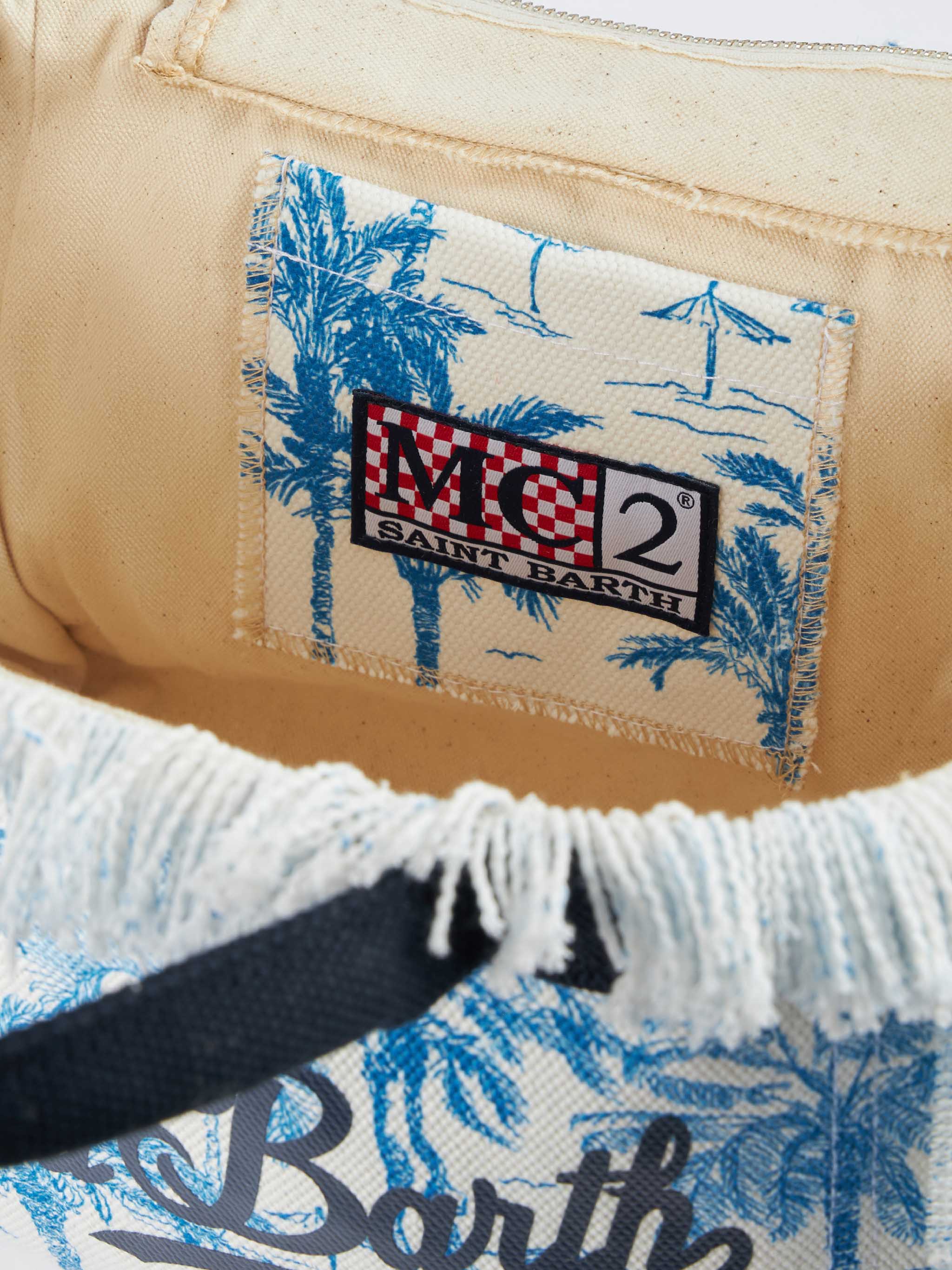 Colette Cotton Canvas Handbag With Toile De Jouy Print Blue Bag