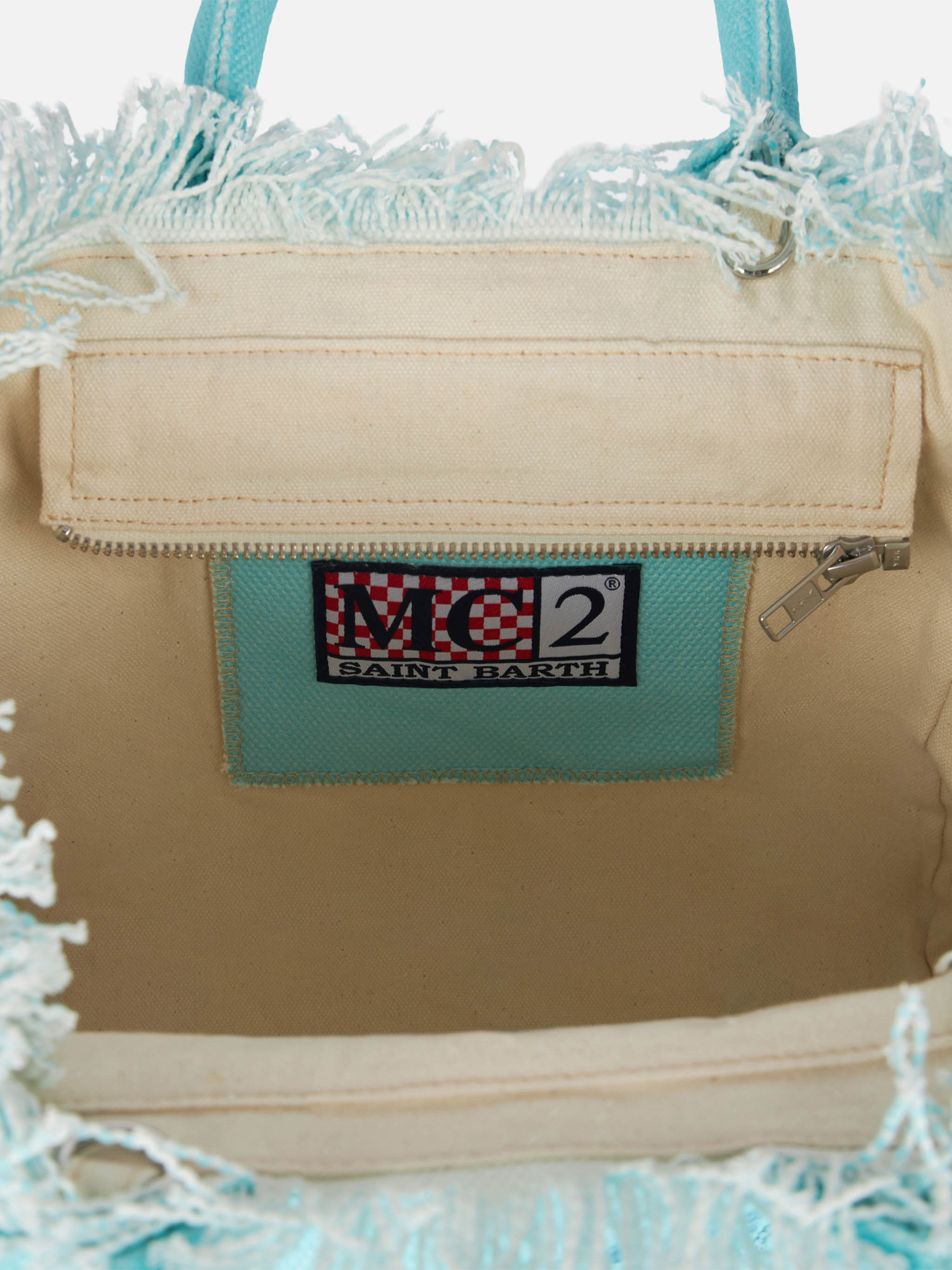 Colette Water Green Cotton Canvas Handbag With Rhinestone Logo Bag