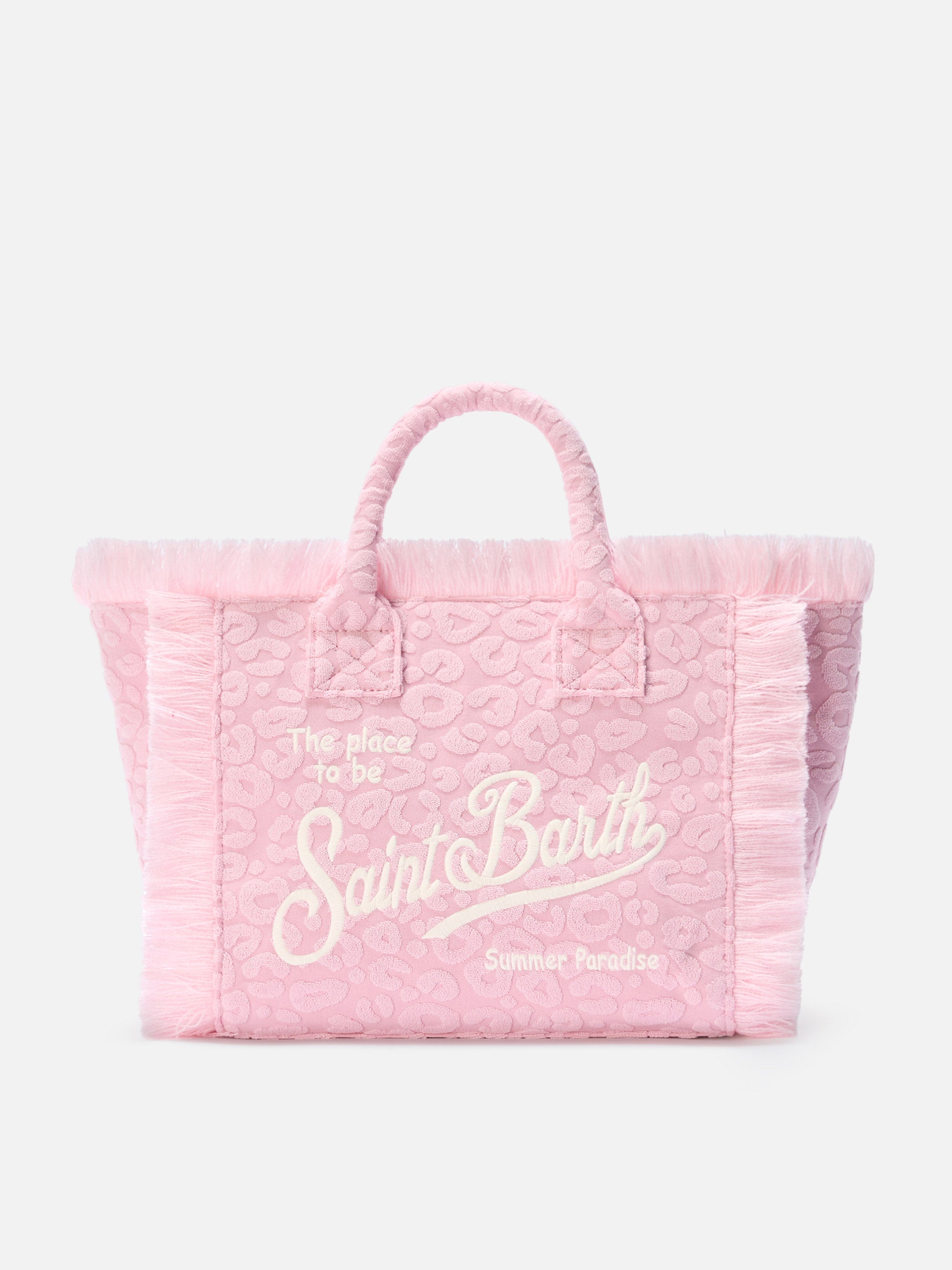 Terry Effect Colette Bag With Raised Leopard Pattern Pink