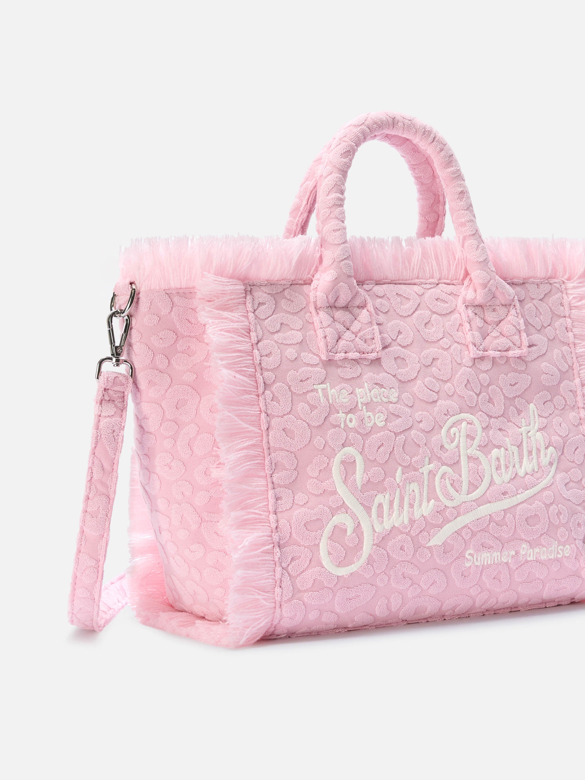 Terry Effect Colette Bag With Raised Leopard Pattern Pink