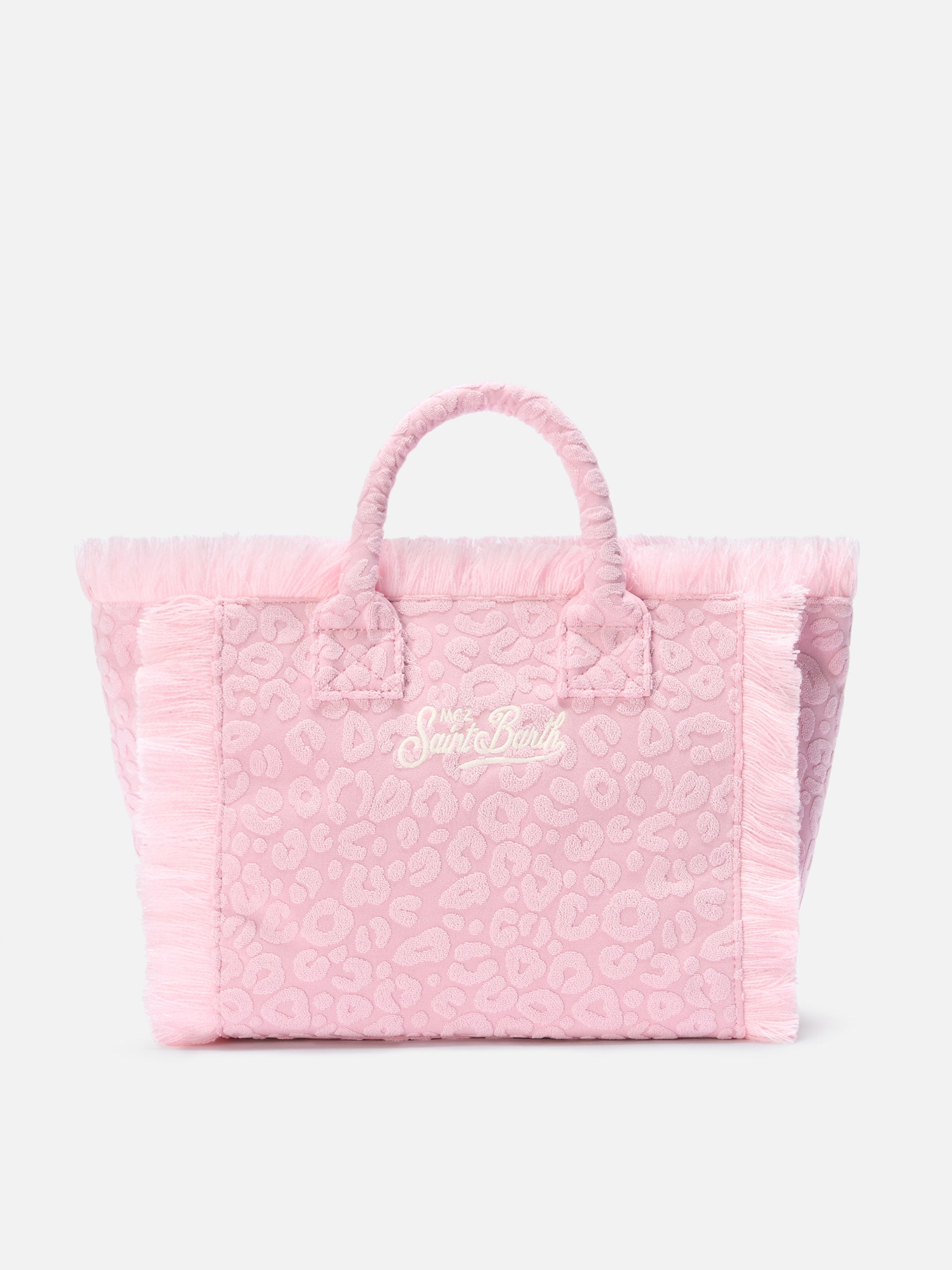 Terry Effect Colette Bag With Raised Leopard Pattern Pink