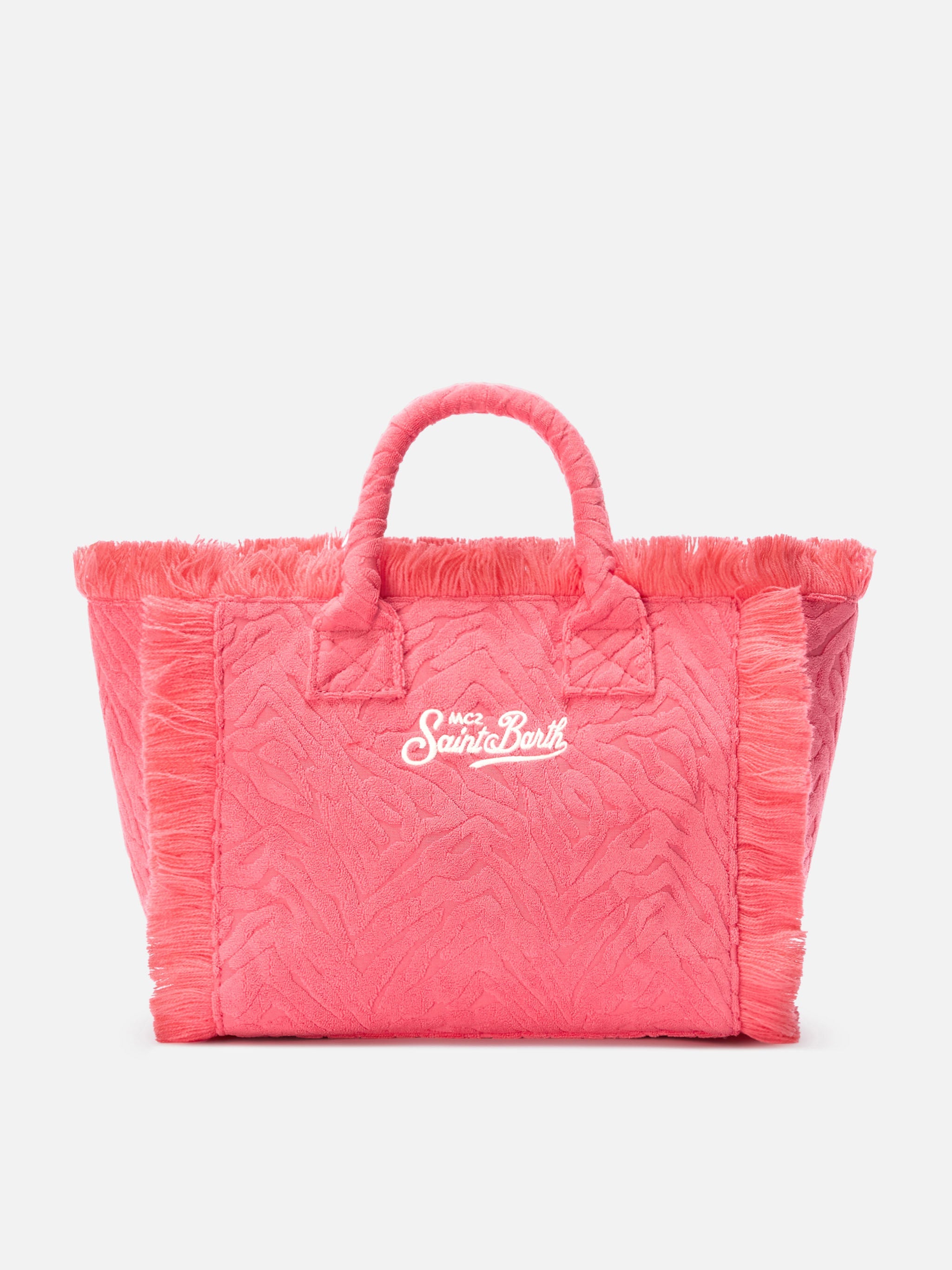 Terry Effect Colette Bag With Raised Zebra Pattern Red