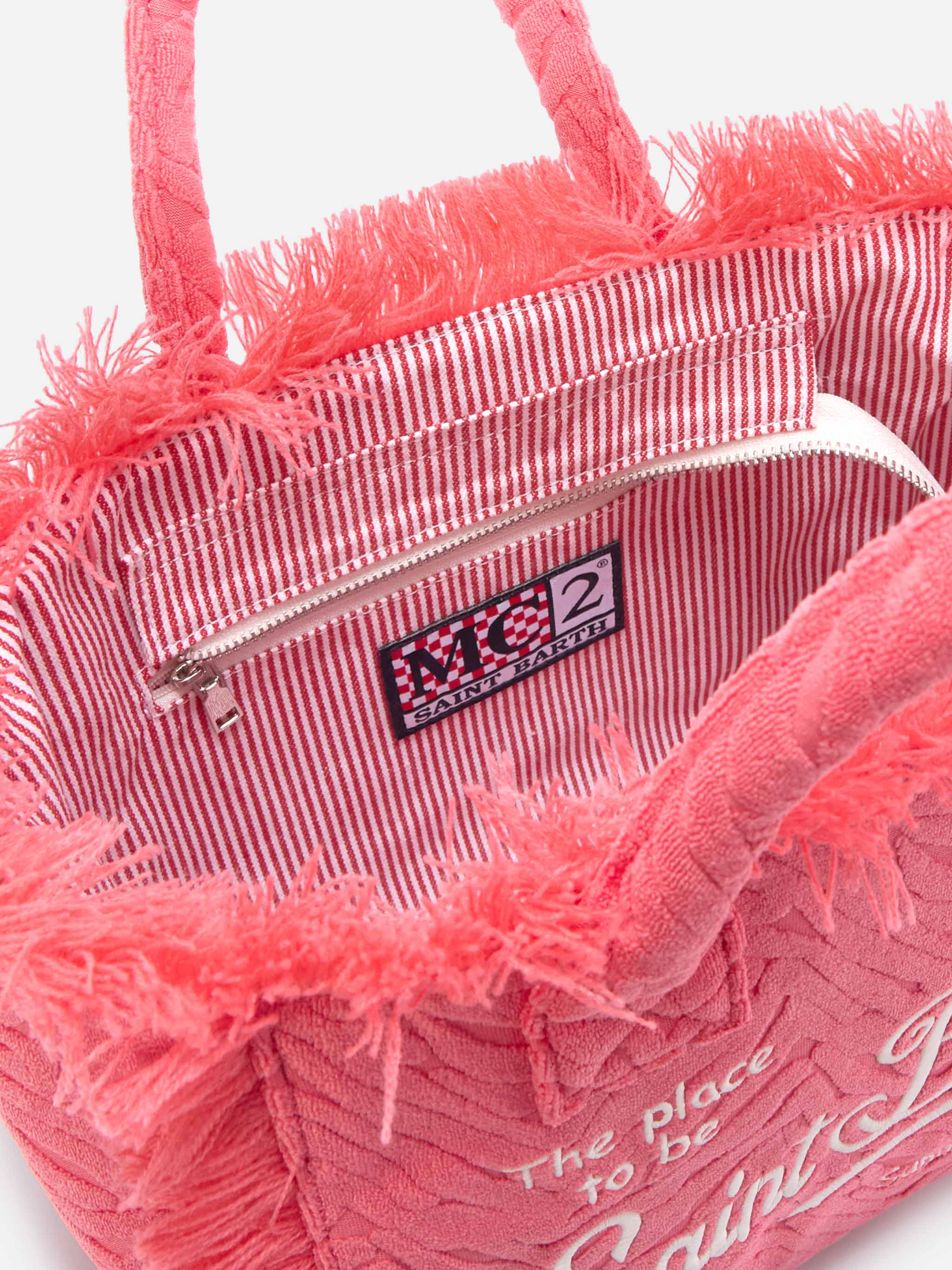 Terry Effect Colette Bag With Raised Zebra Pattern Red