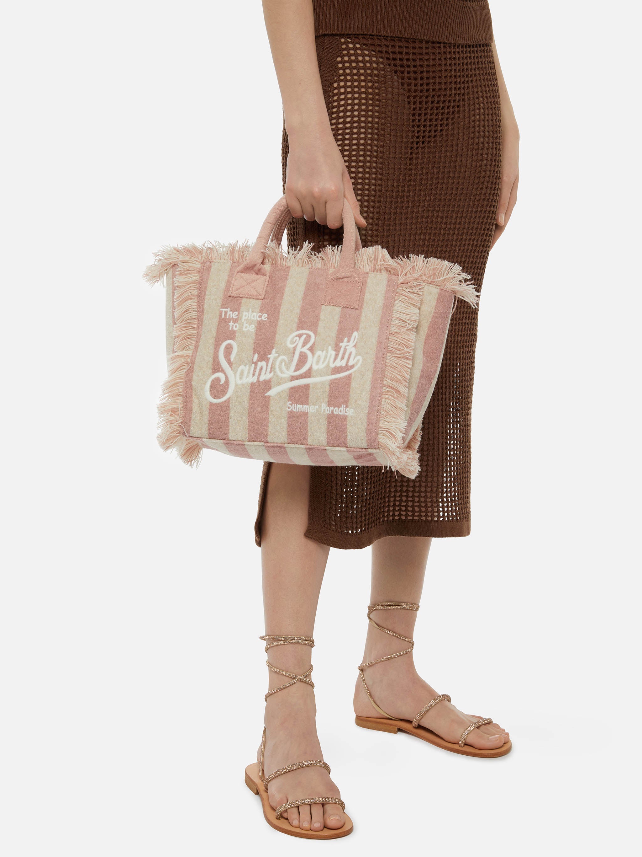 Colette Sponge Light Pink Striped Terry Handbag Bag