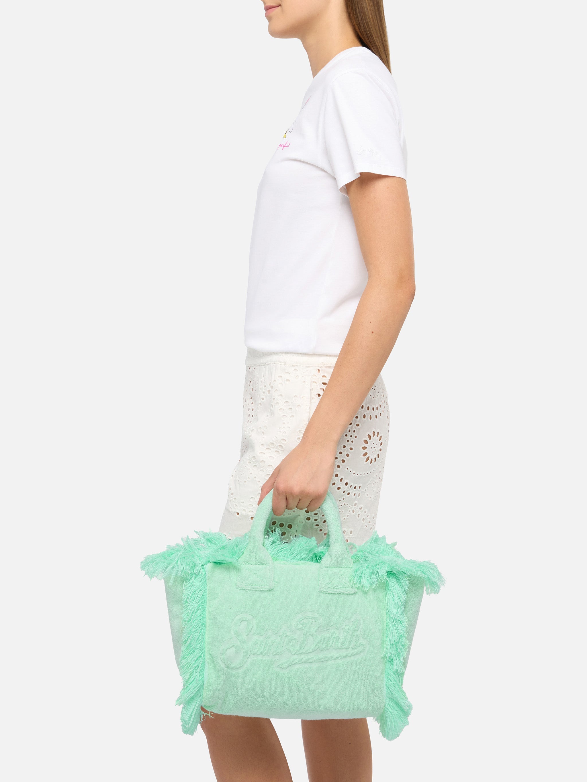 Colette Terry Embossed Mint Green Handbag Bag