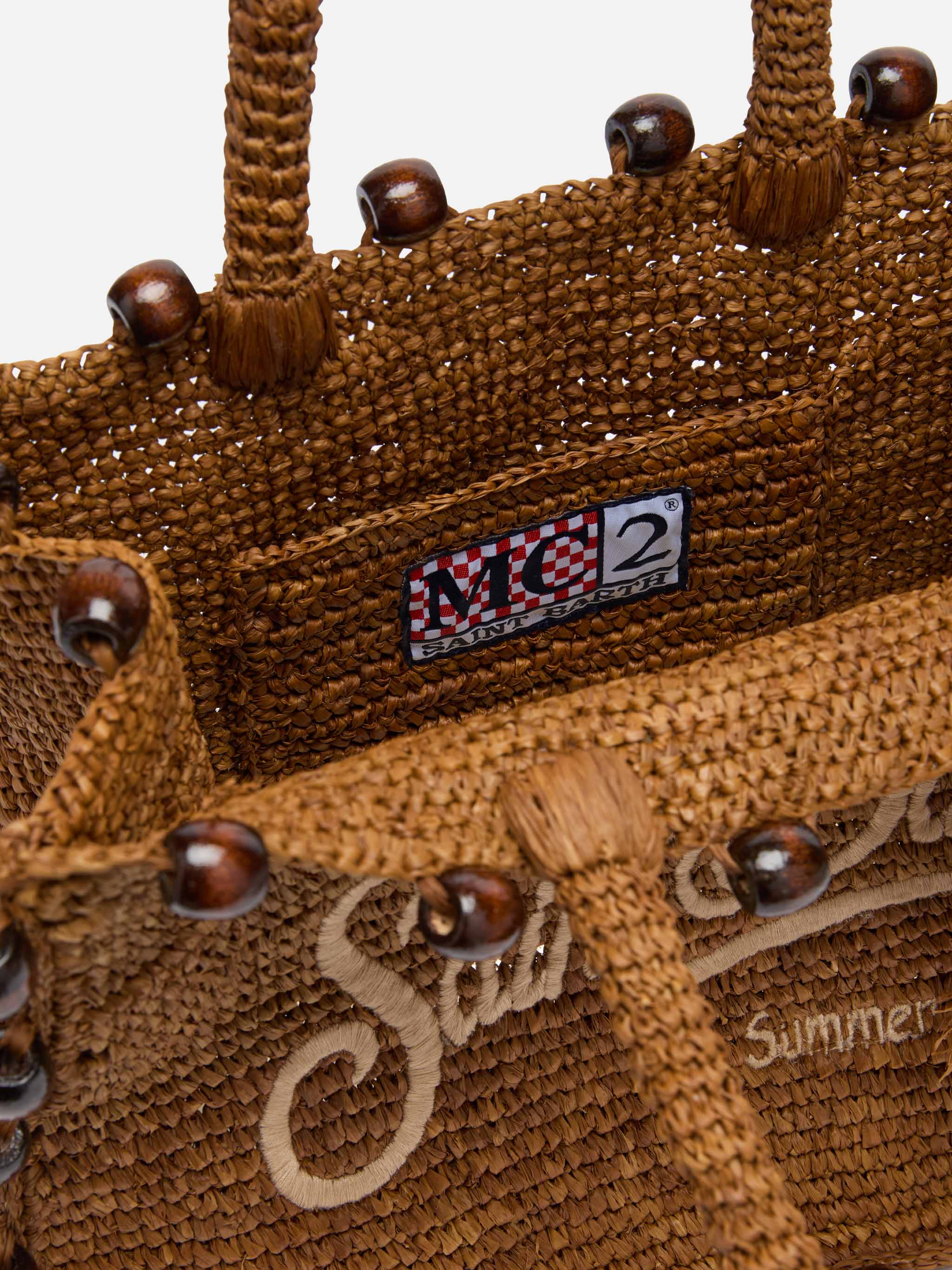 Colette Raffia Brown Handbag With Beads And Logo Embroidery __single__ Bag