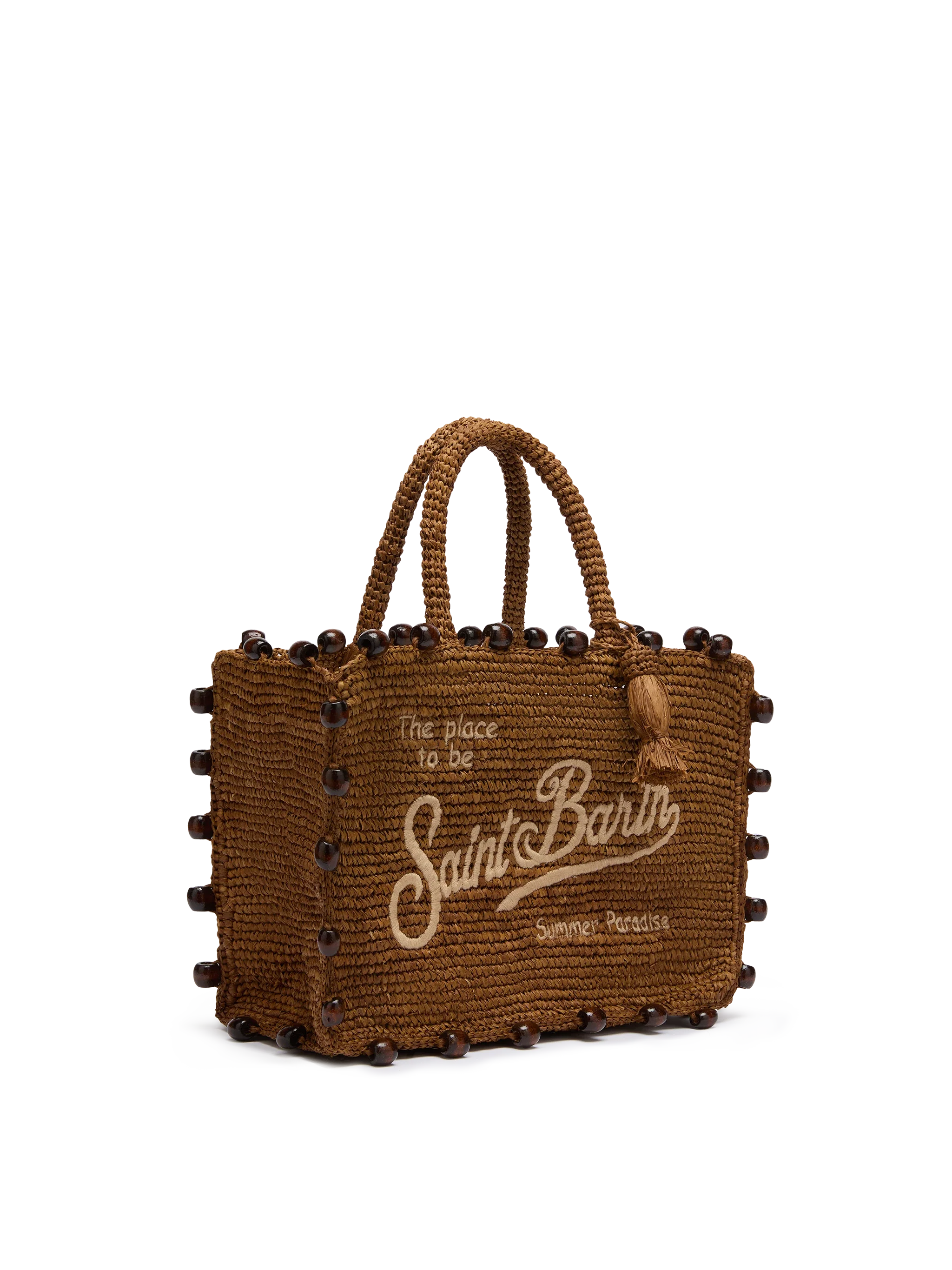 Colette Raffia Brown Handbag With Beads And Logo Embroidery __single__ Bag