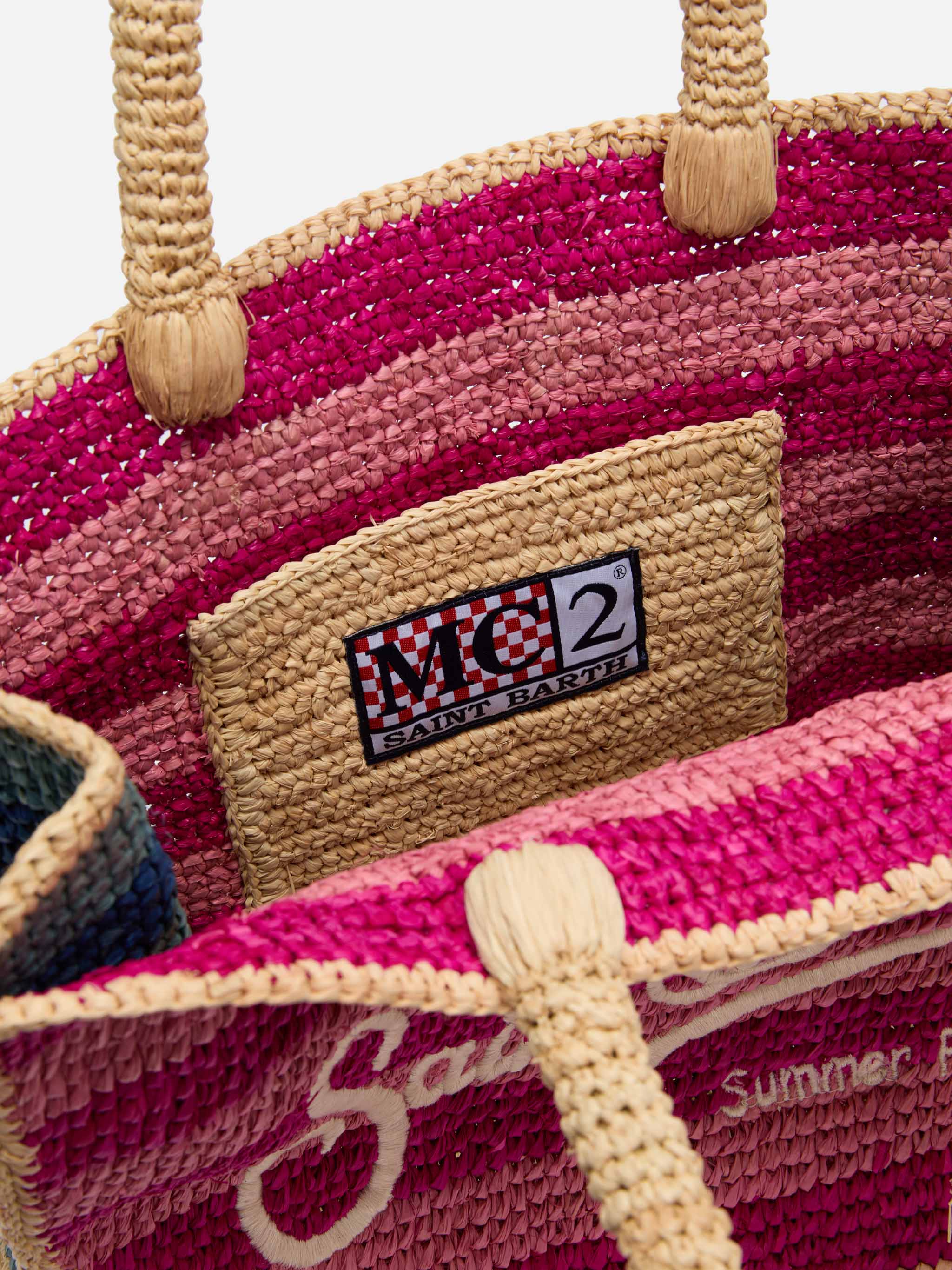 Colette Raffia Multicolor Striped Handbag With Logo Embroidery __single__ Bag