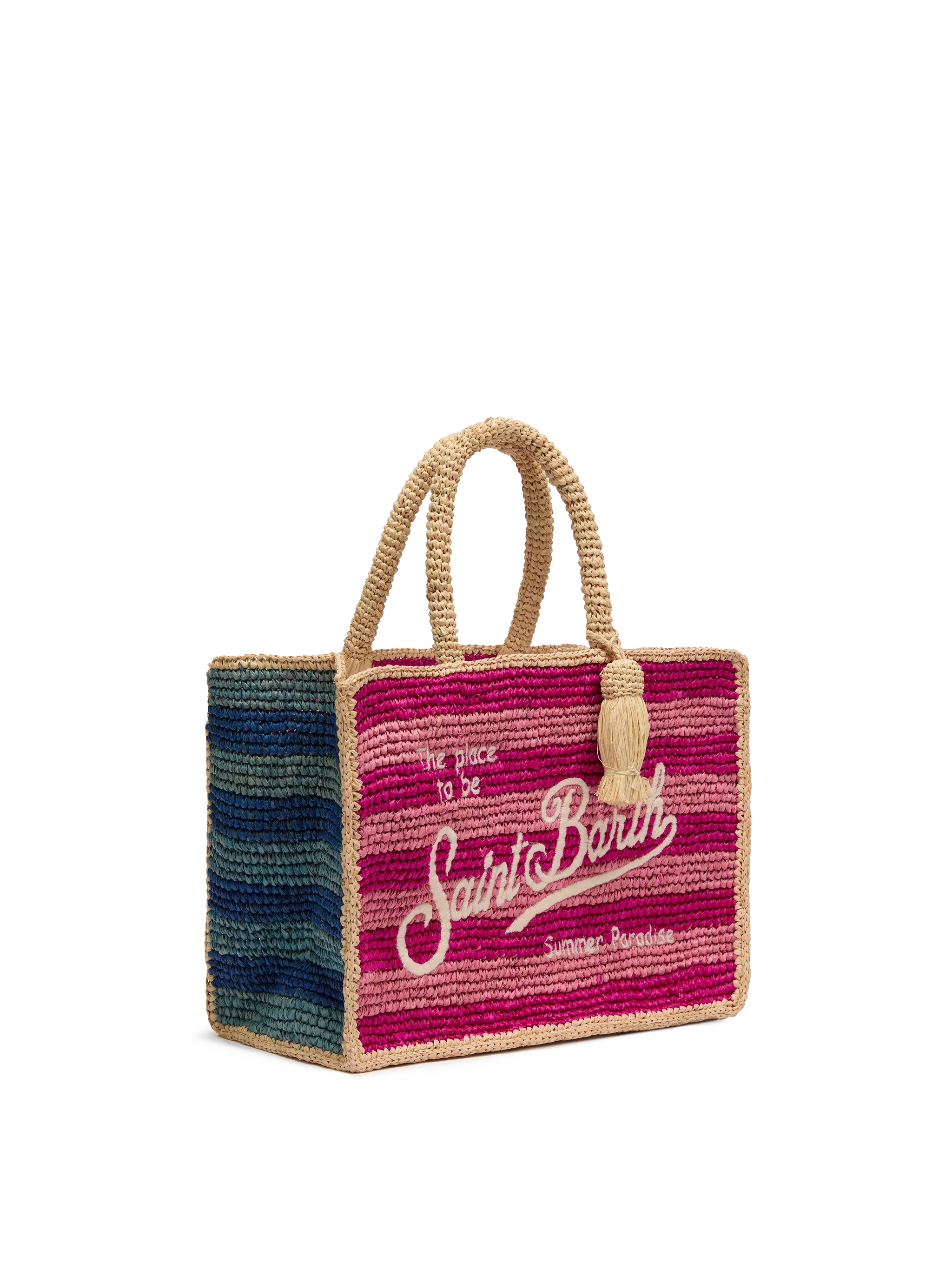 Colette Raffia Multicolor Striped Handbag With Logo Embroidery __single__ Bag