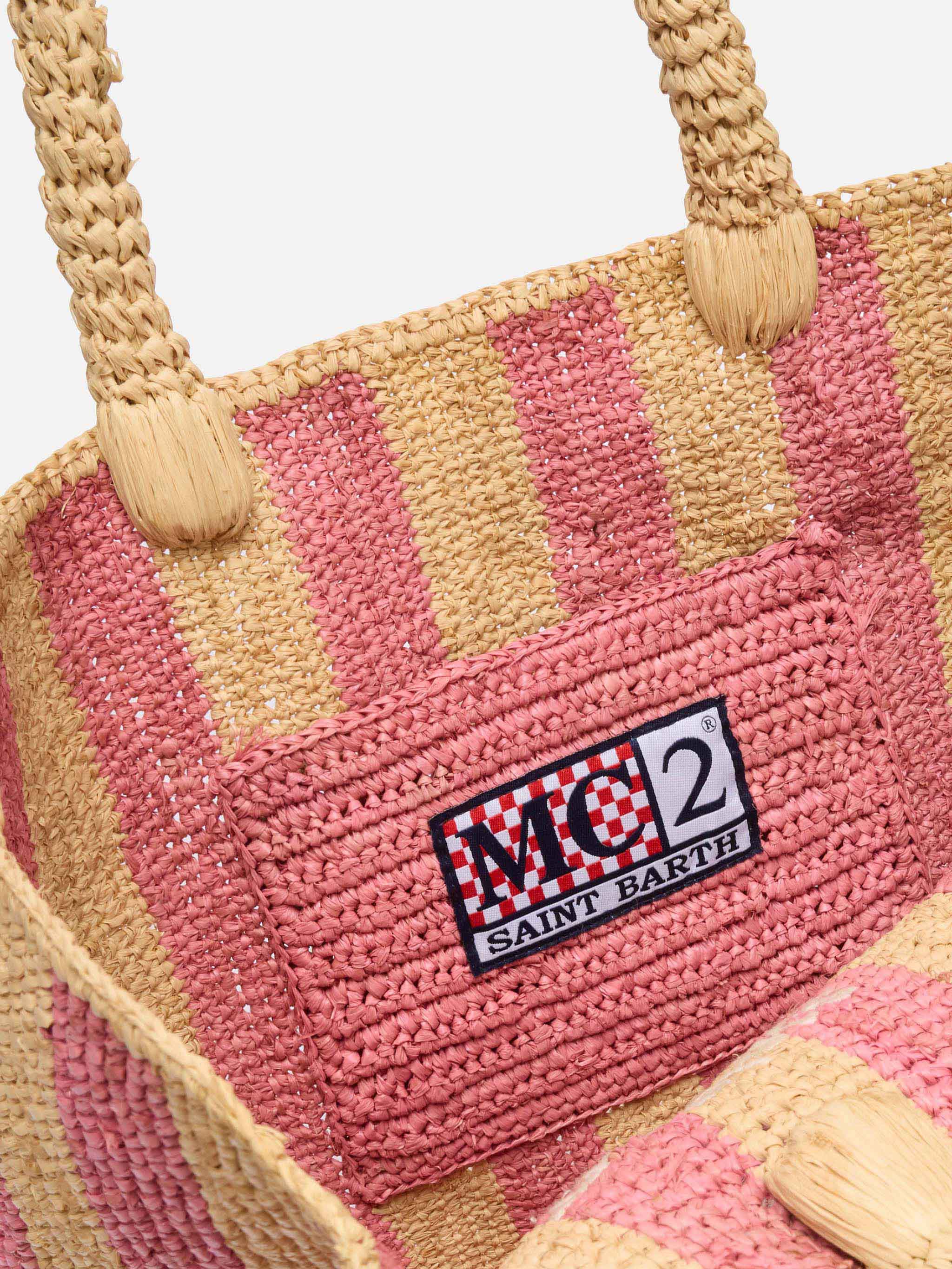 Colette Raffia Pink Striped Handbag With Logo Embroidery __single__ Bag