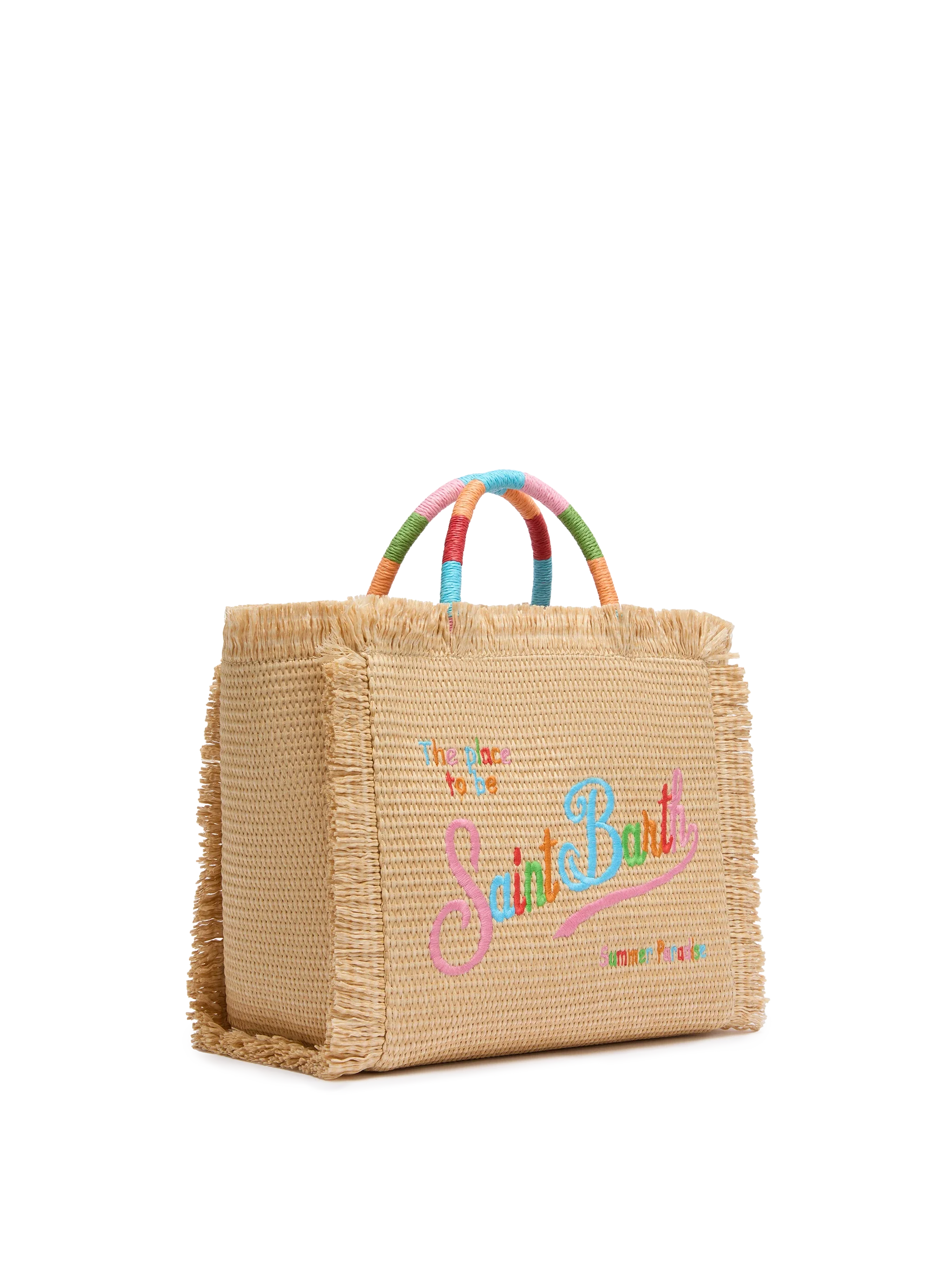 Colette Straw Effect Handbag With Multicolor Logo Embroidery __single__ Bag