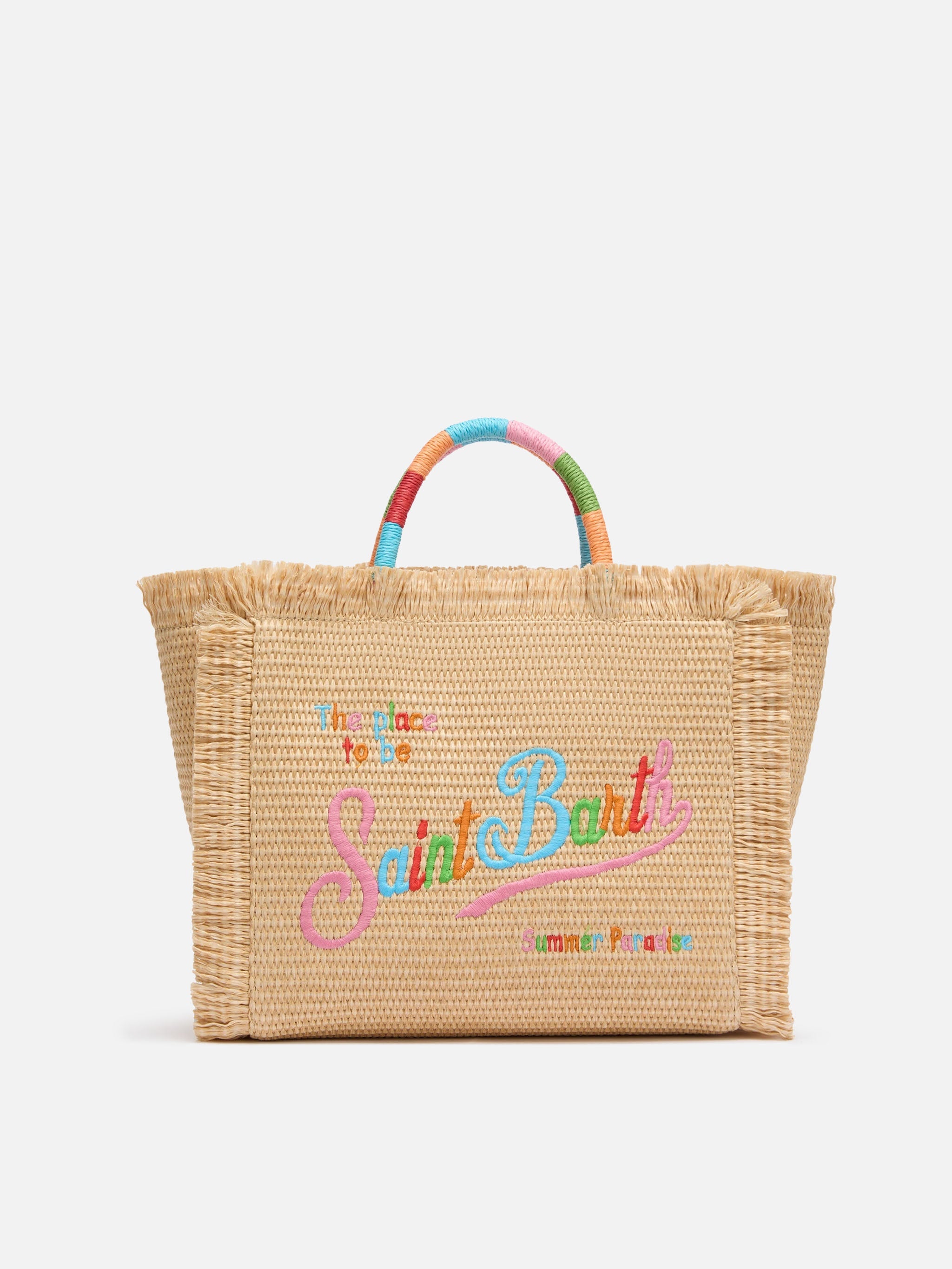 Colette Straw Effect Handbag With Multicolor Logo Embroidery __single__ Bag