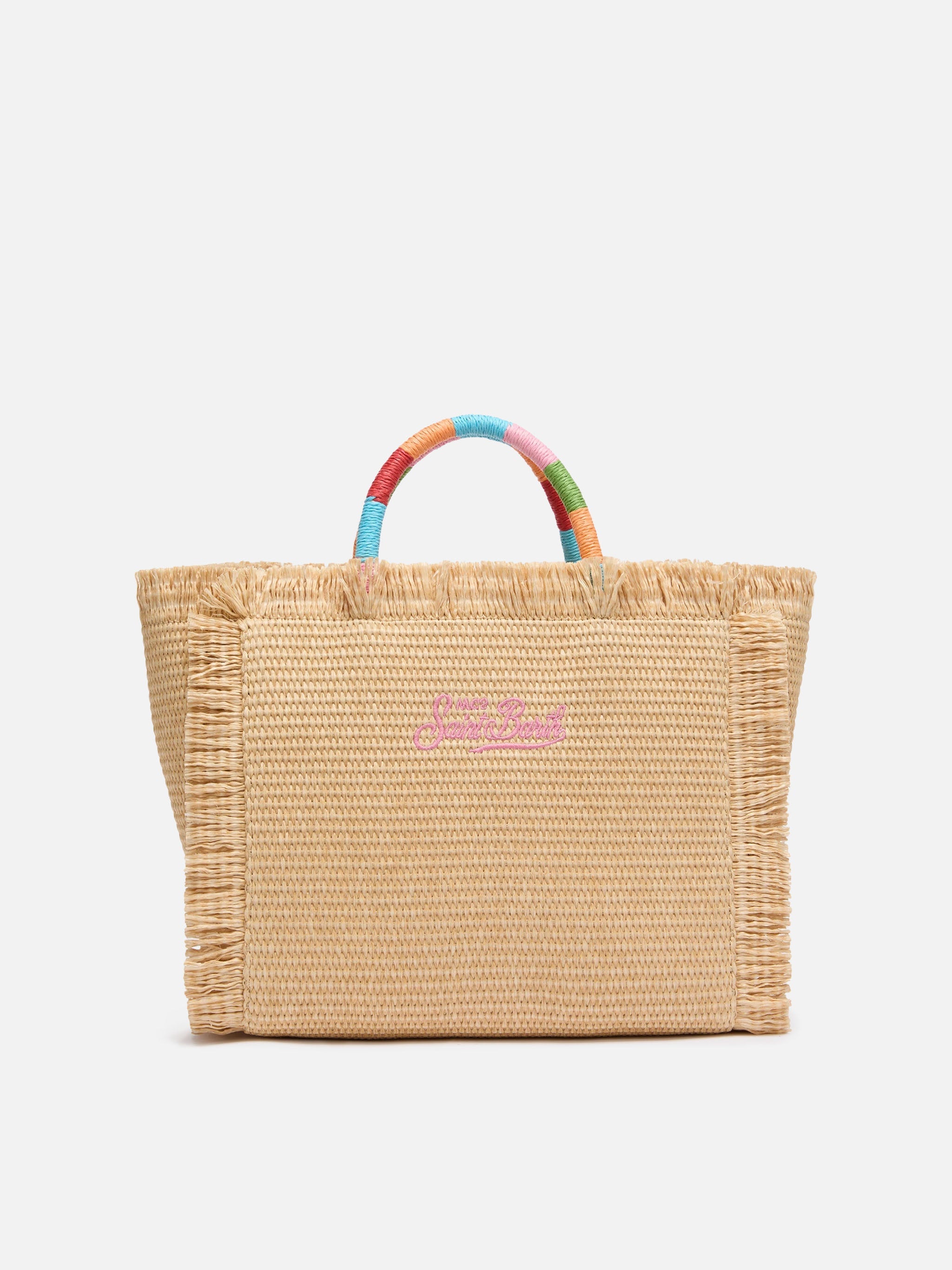 Colette Straw Effect Handbag With Multicolor Logo Embroidery __single__ Bag