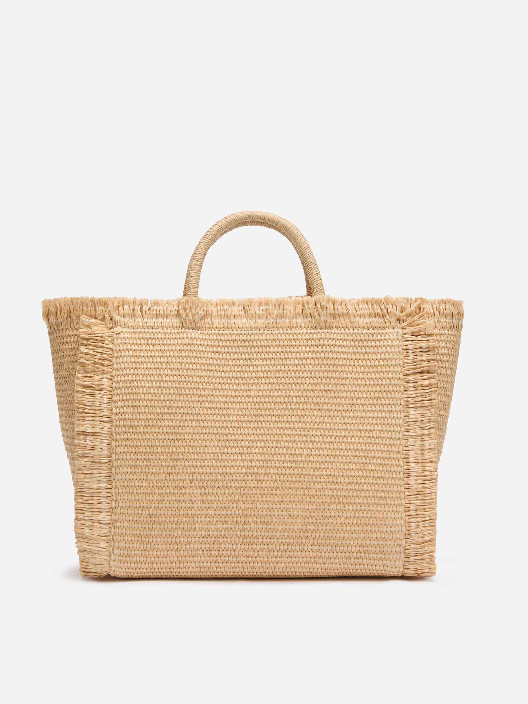 Colette Straw Effect Handbag With Embroidered Small Logo Beige Bag