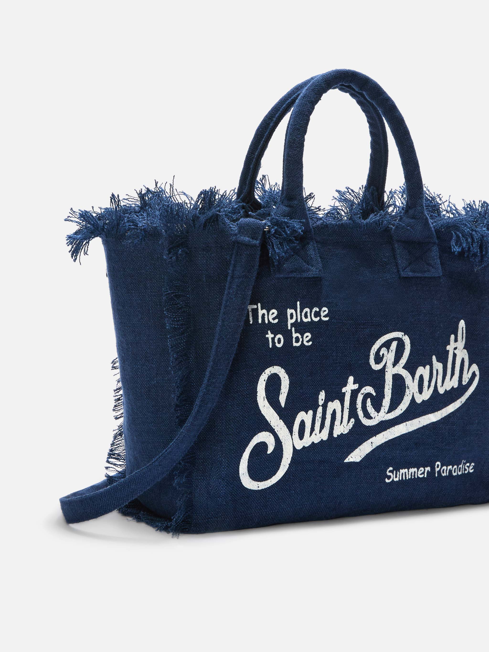 Blue Solid Linen Colette Bag
