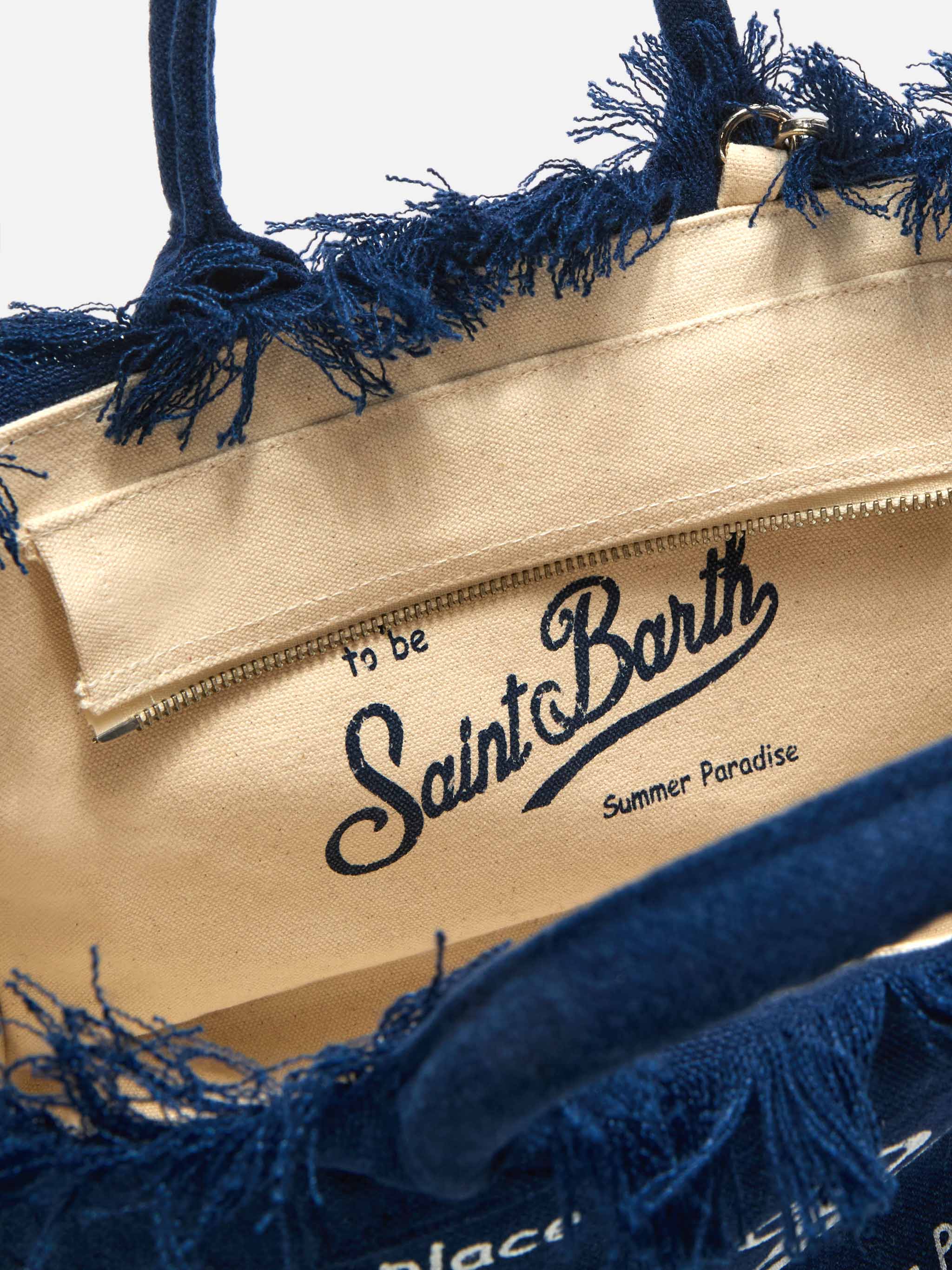 Blue Solid Linen Colette Bag