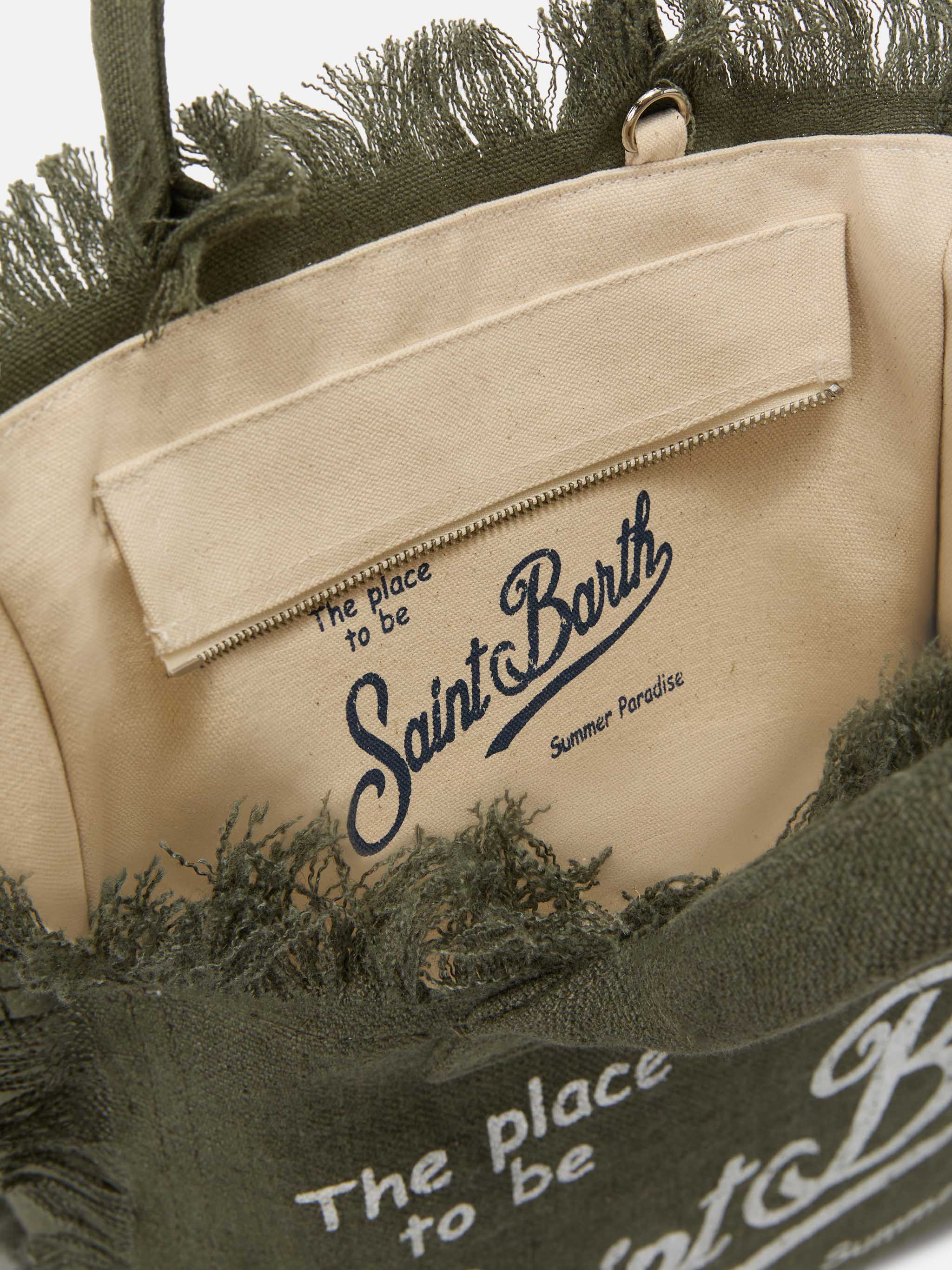 Military Green Solid Linen Colette Bag