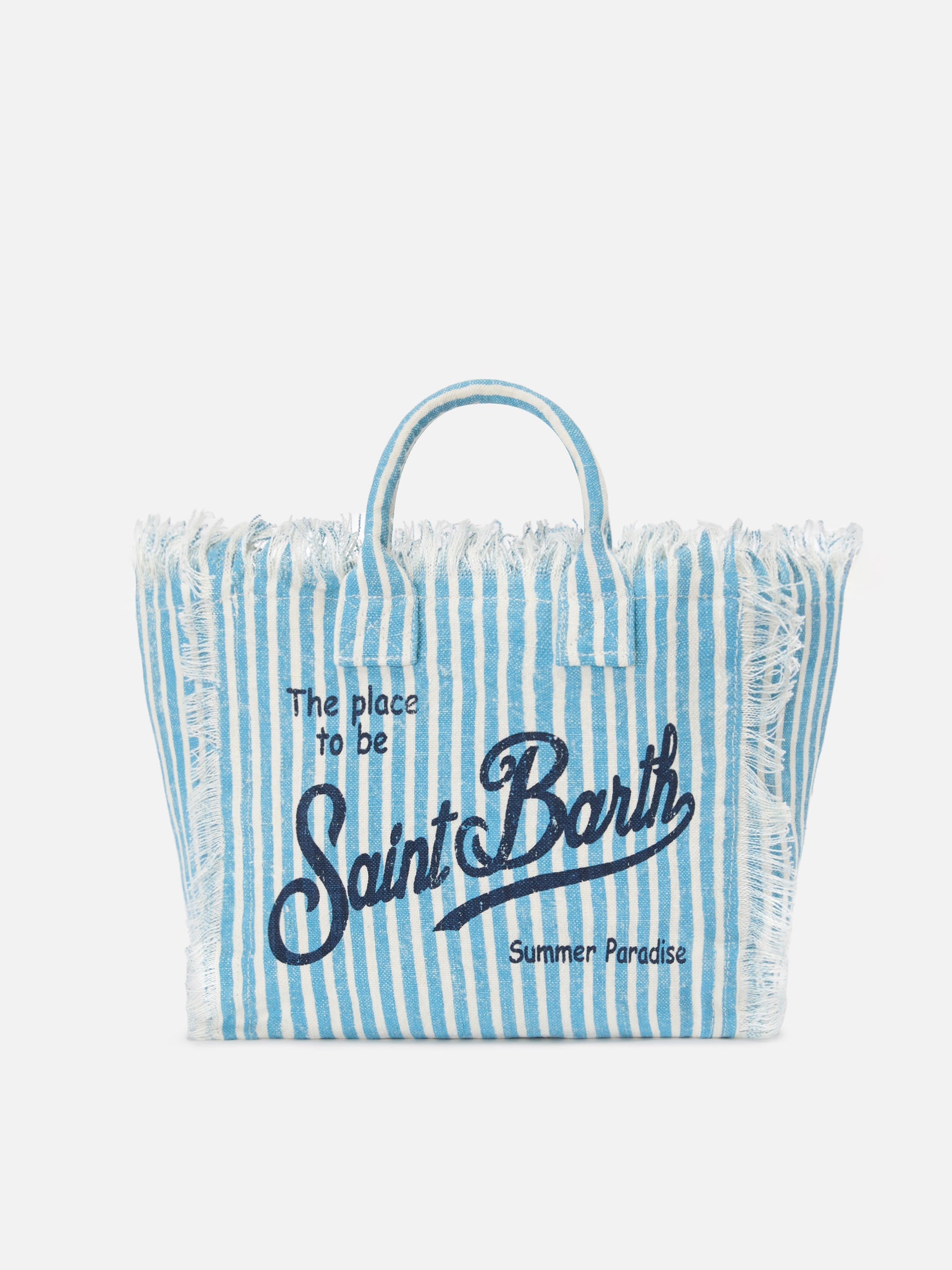 Colette Linen Striped Bag Light Blue And White Sky